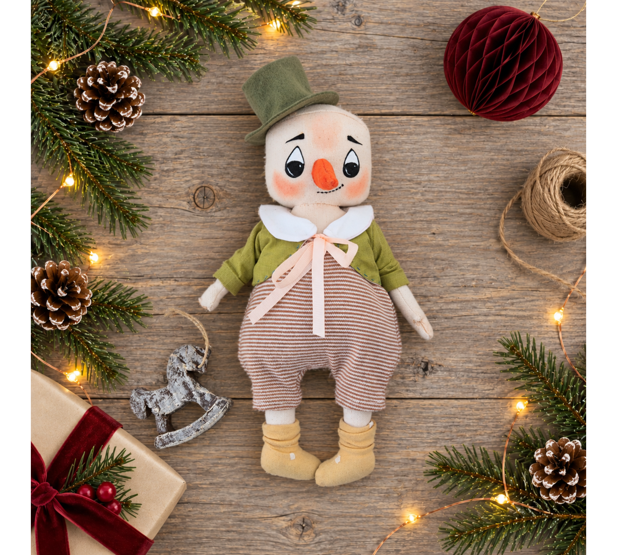 Christmas Snowman Sewing Pattern: 10 Inch Fabric Doll PDF
