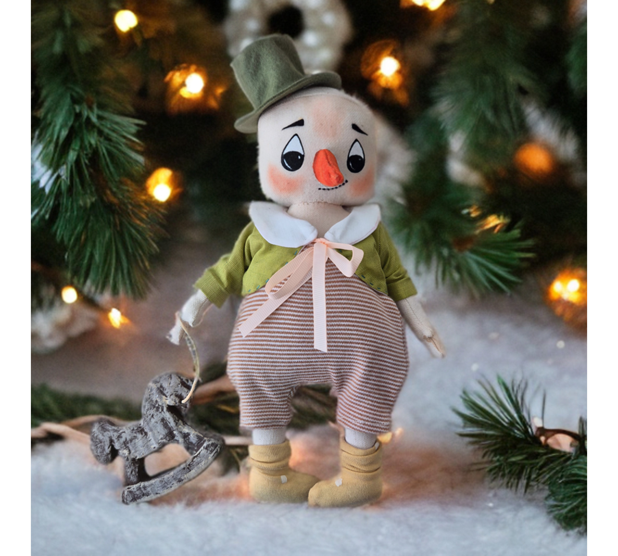 Christmas Snowman Sewing Pattern: 10 Inch Fabric Doll PDF