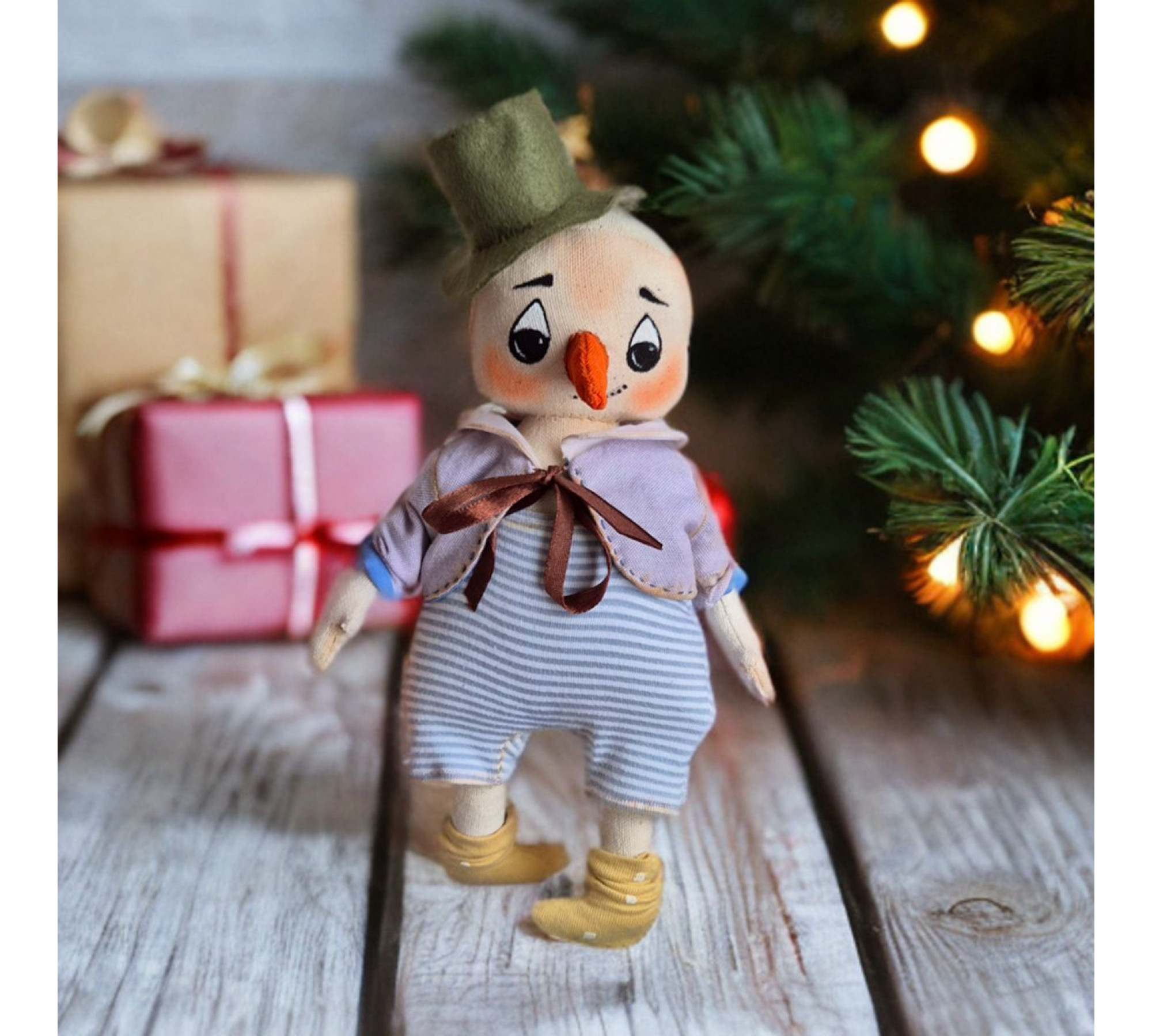 Christmas Snowman Sewing Pattern: 10 Inch Fabric Doll PDF