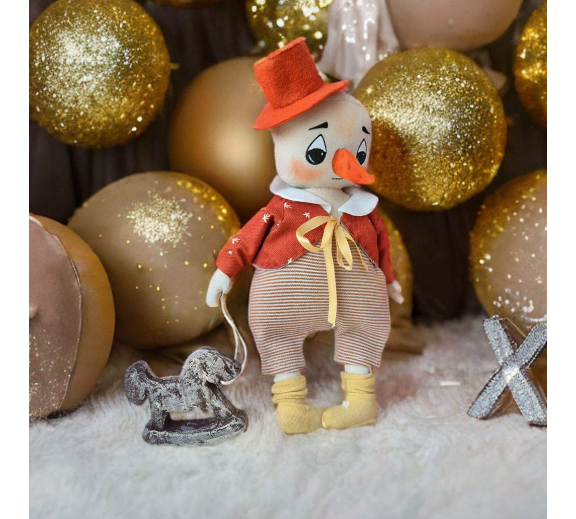 Christmas Snowman Sewing Pattern: 10 Inch Fabric Doll PDF