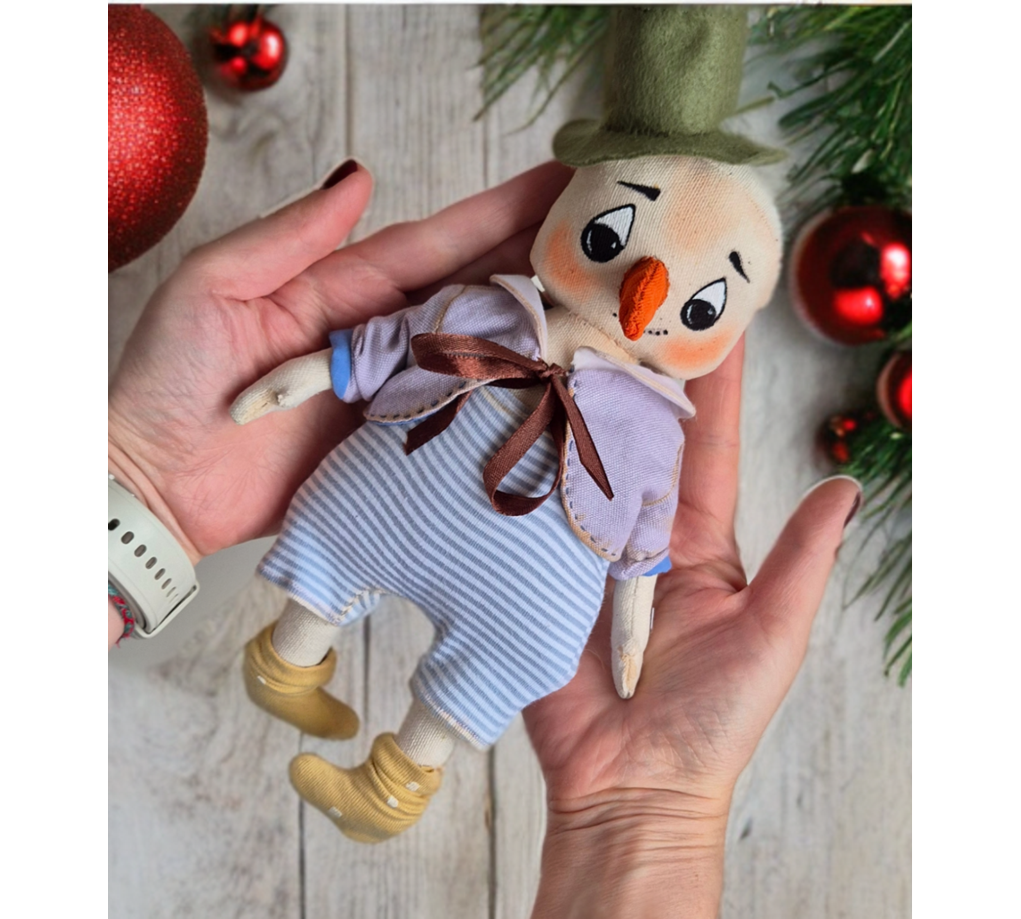 Christmas Snowman Sewing Pattern: 10 Inch Fabric Doll PDF