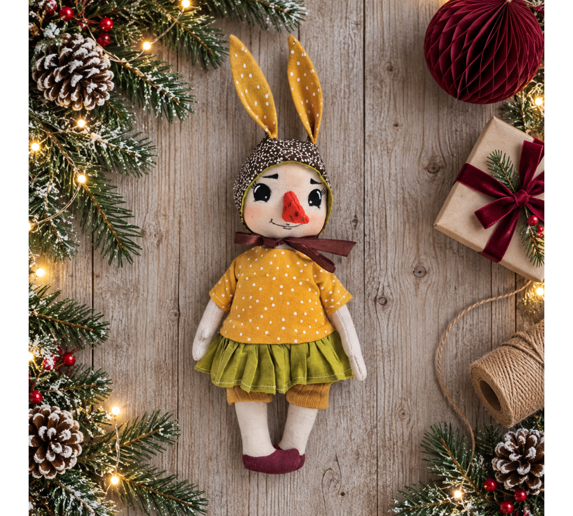 Snowgirl Sewing Pattern: 10 Inch Christmas Doll PDF