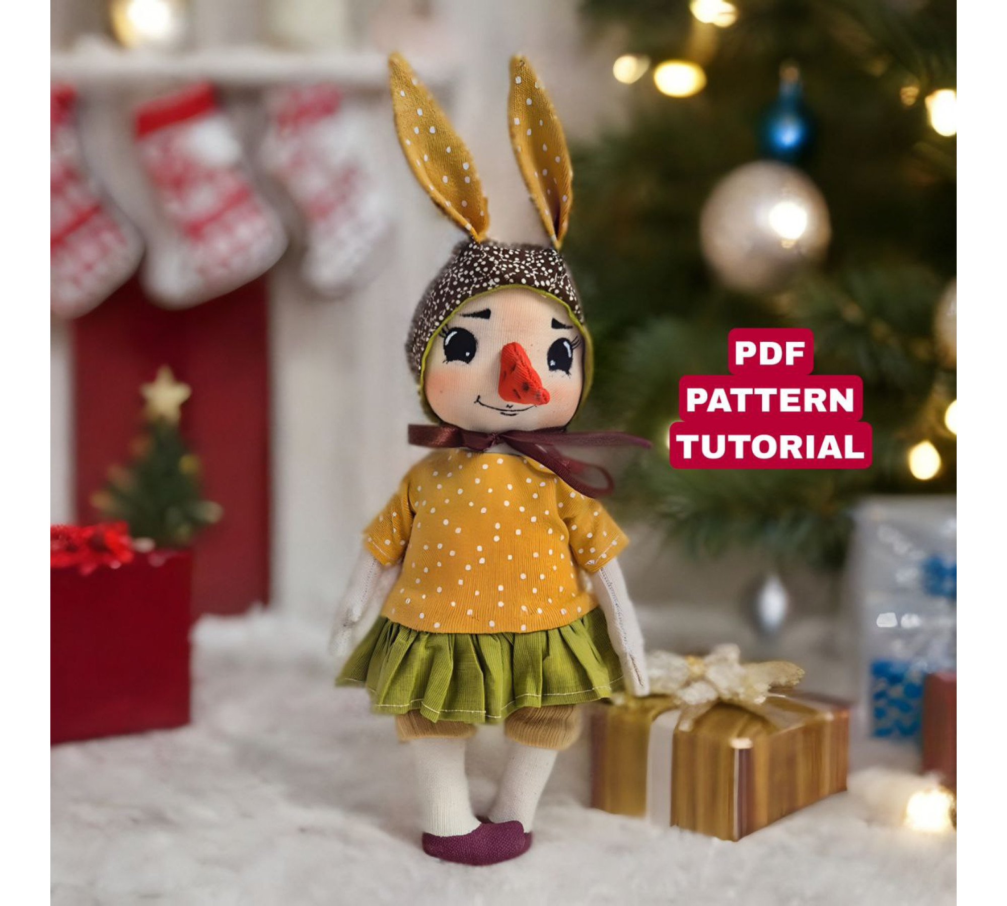 Snowgirl Sewing Pattern: 10 Inch Christmas Doll PDF