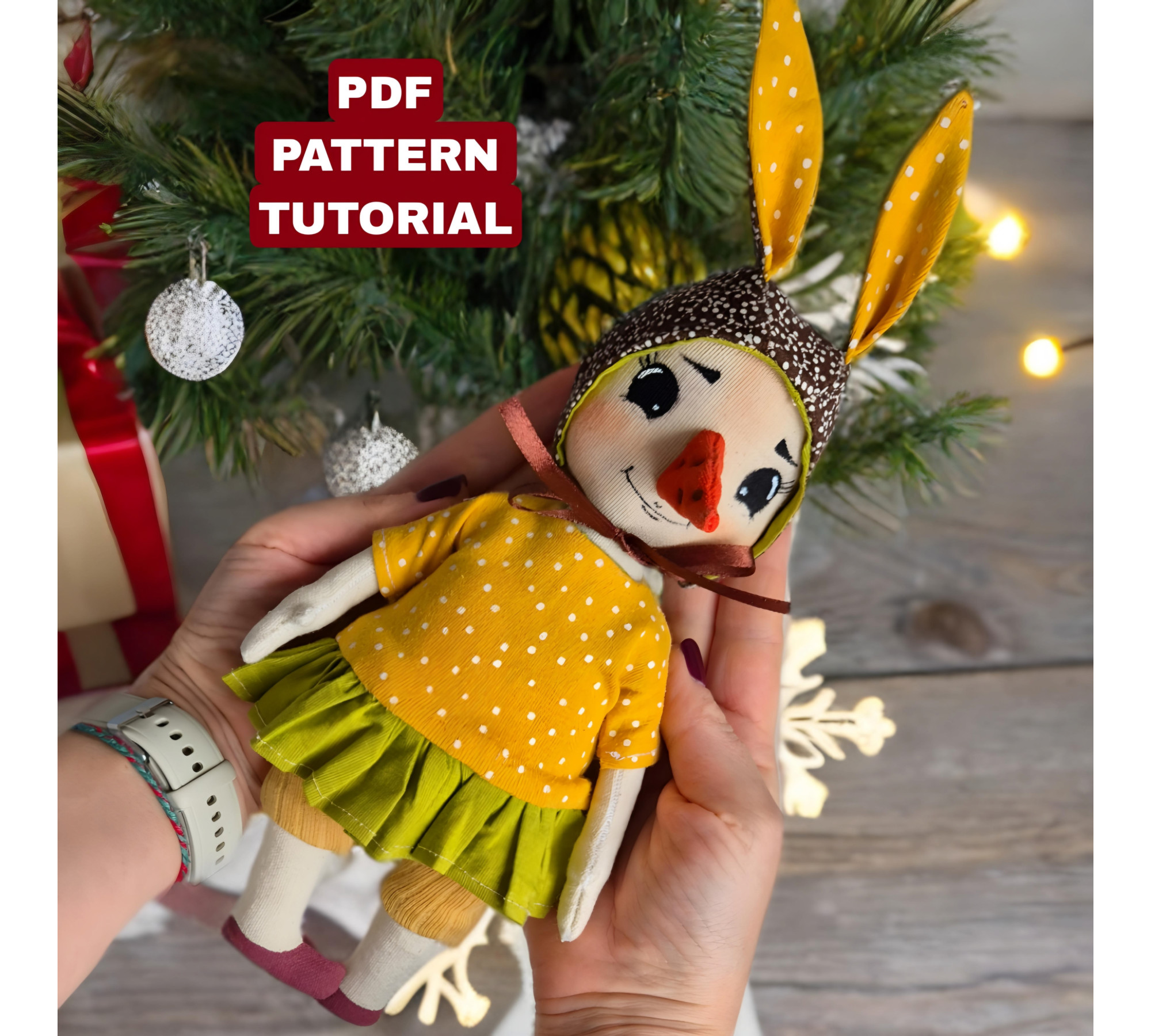 Snowgirl Sewing Pattern: 10 Inch Christmas Doll PDF