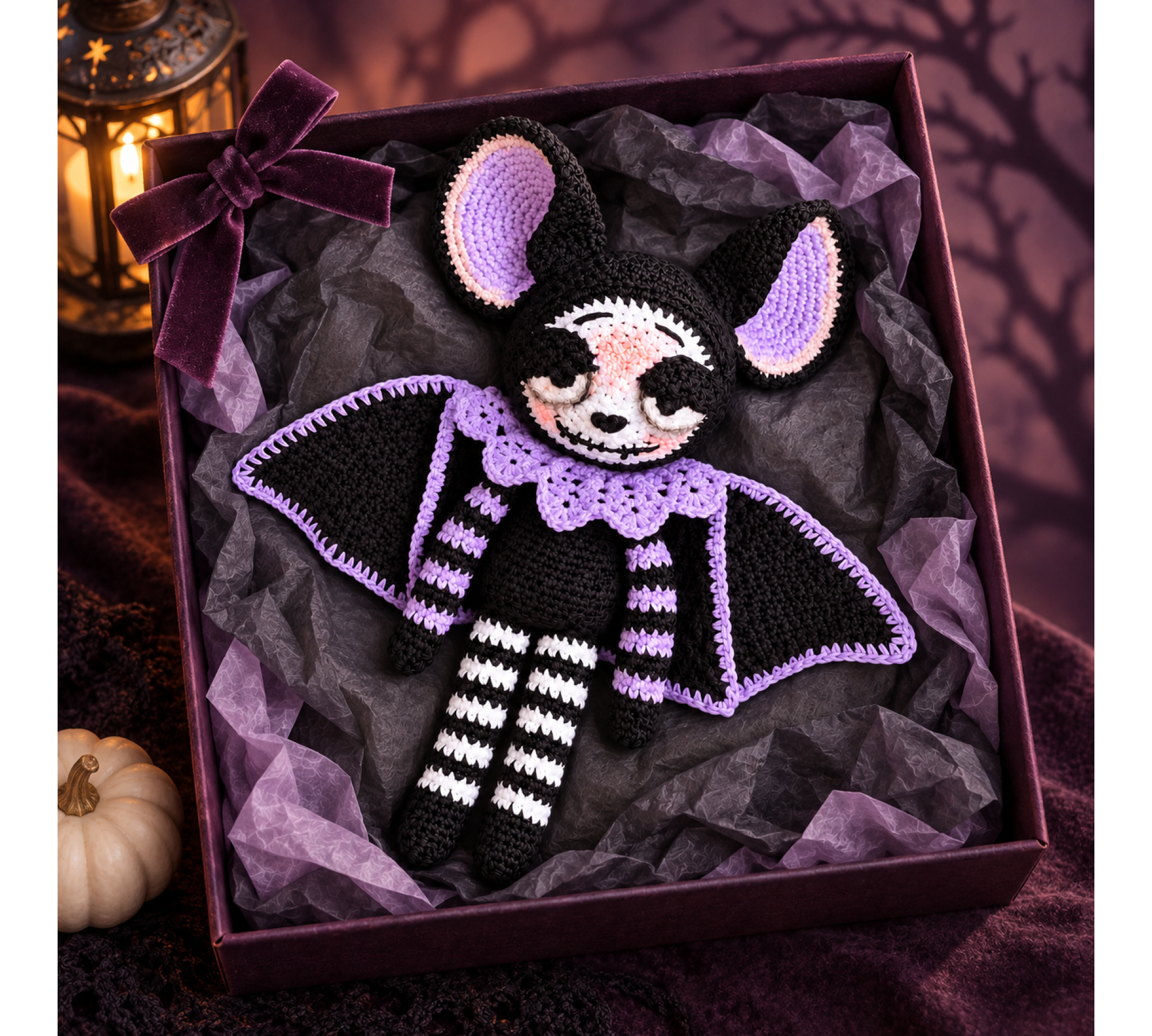 Halloween Bat Crochet Pattern PDF – 8.7 Inch Amigurumi Bat