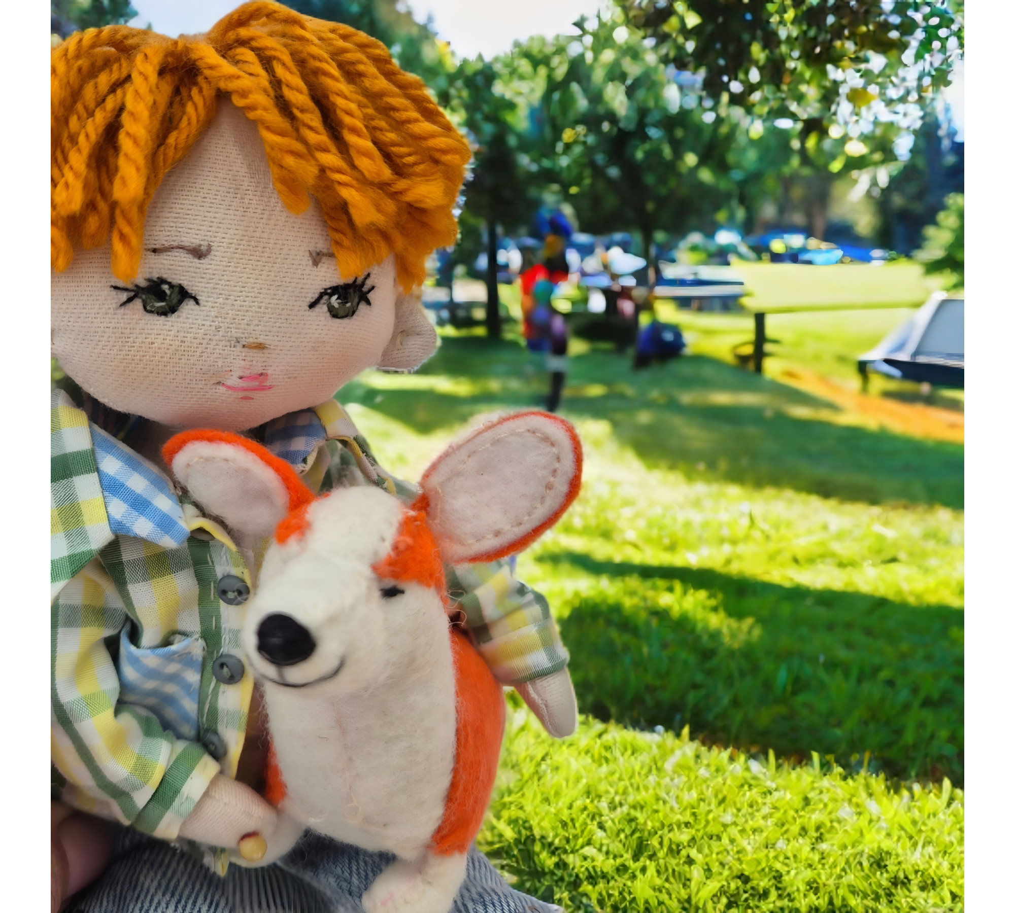 Cloth Doll Sewing Pattern PDF – Boy & Girl with Clothes, Corgi and Cat