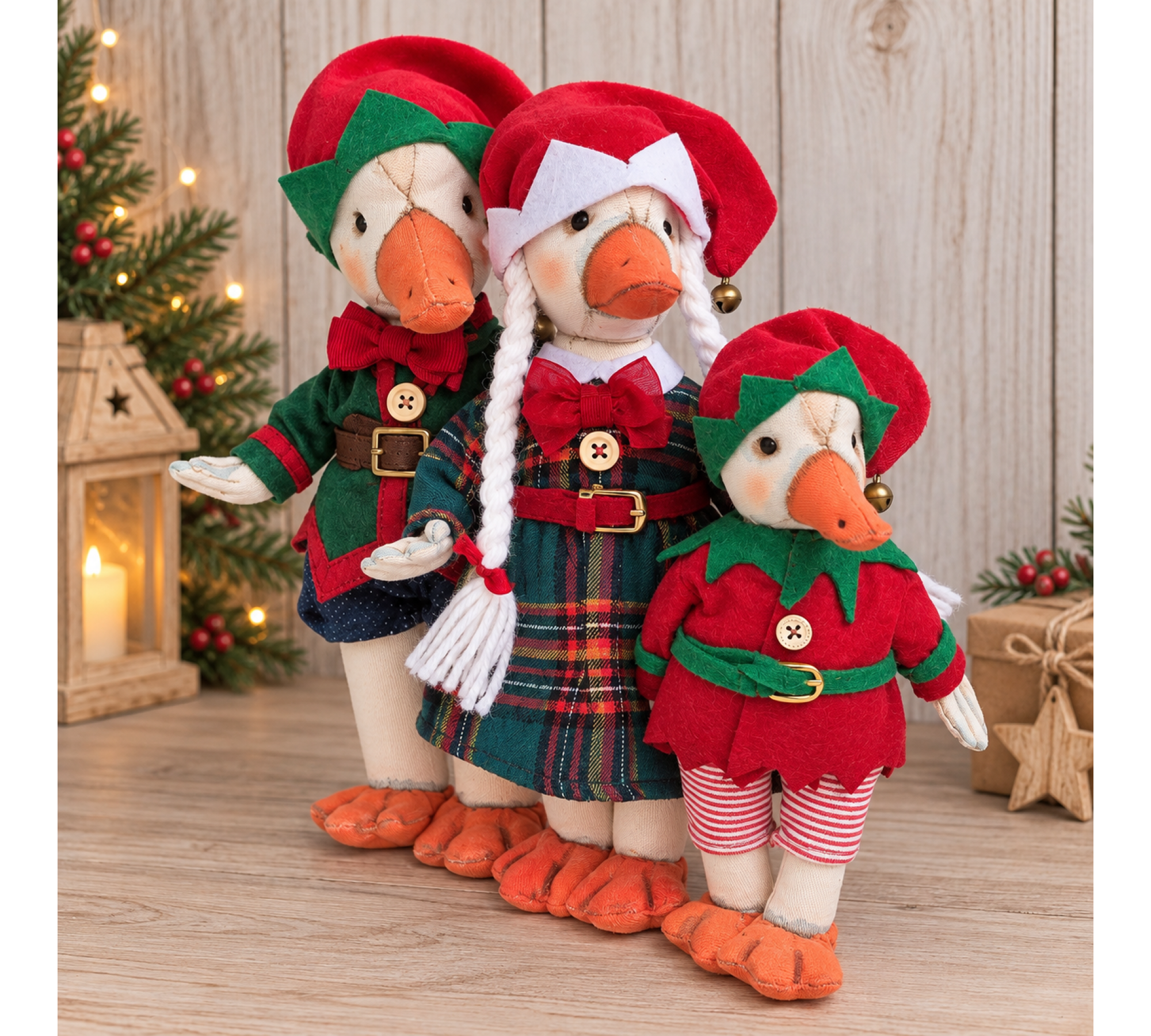Christmas Goose Sewing Pattern PDF – Goose Family with Elf Clothes