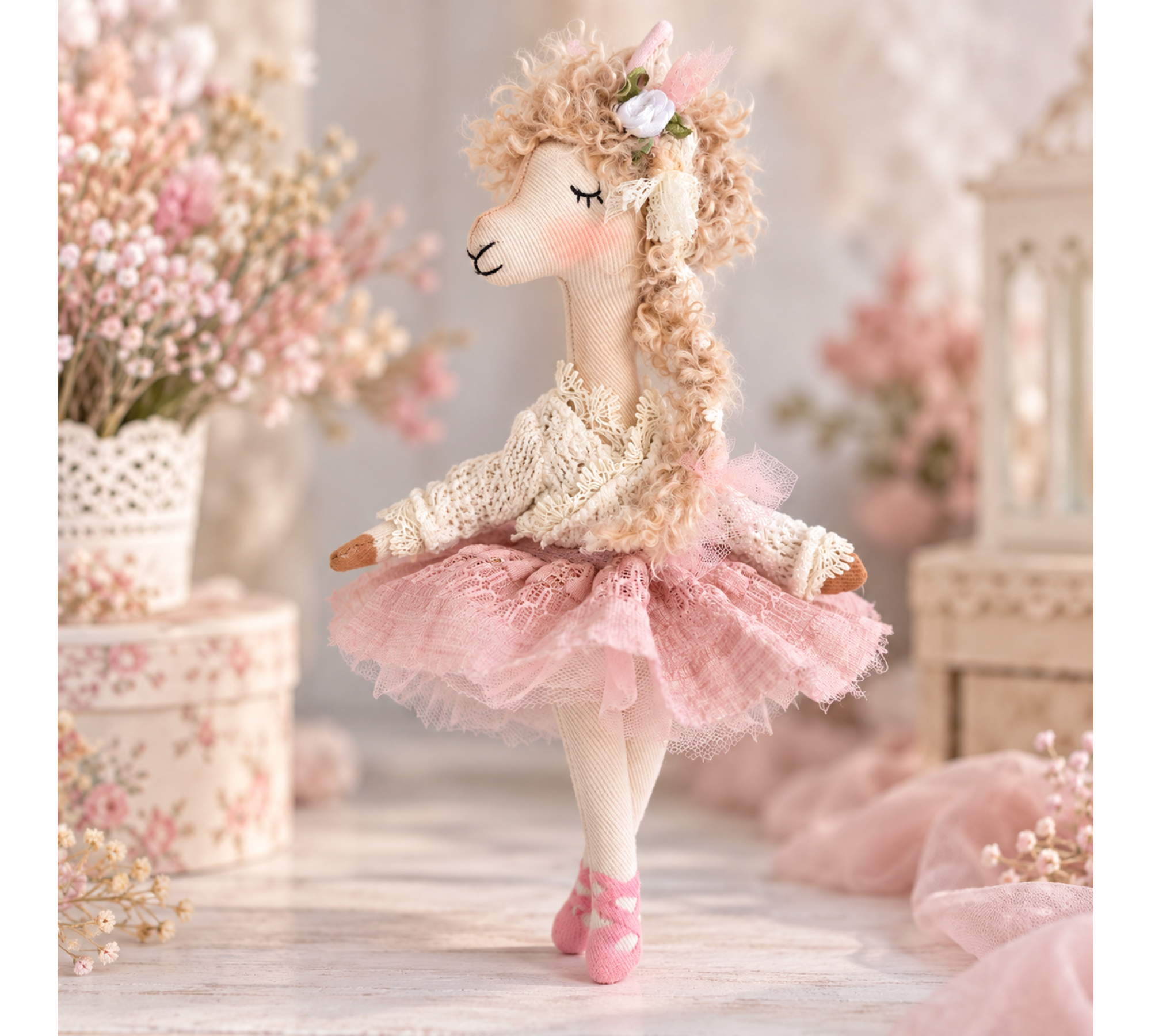 Llama Sewing Pattern PDF – 8 Inch Ballerina Stuffed Animal Doll with Clothes