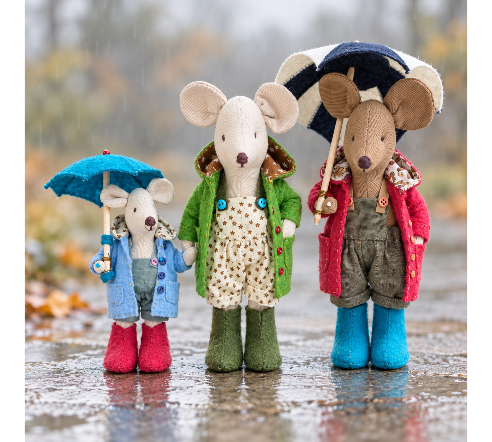 Mouse Family Sewing Pattern PDF – Raincoats, Overalls, Boots & Umbrellas