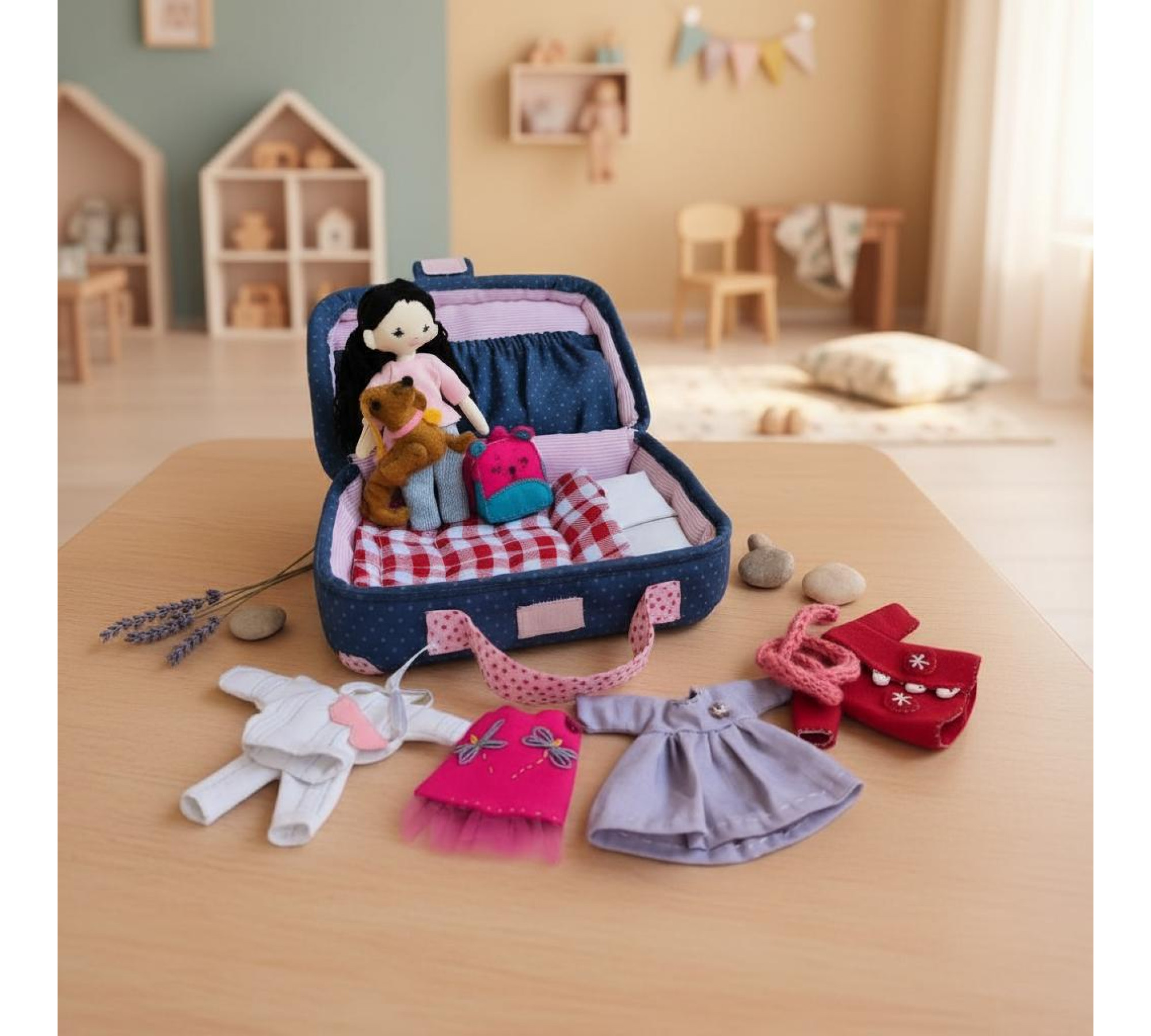 Mini Travel Dollhouse Sewing Pattern PDF – Doll, Clothes and Accessories Set