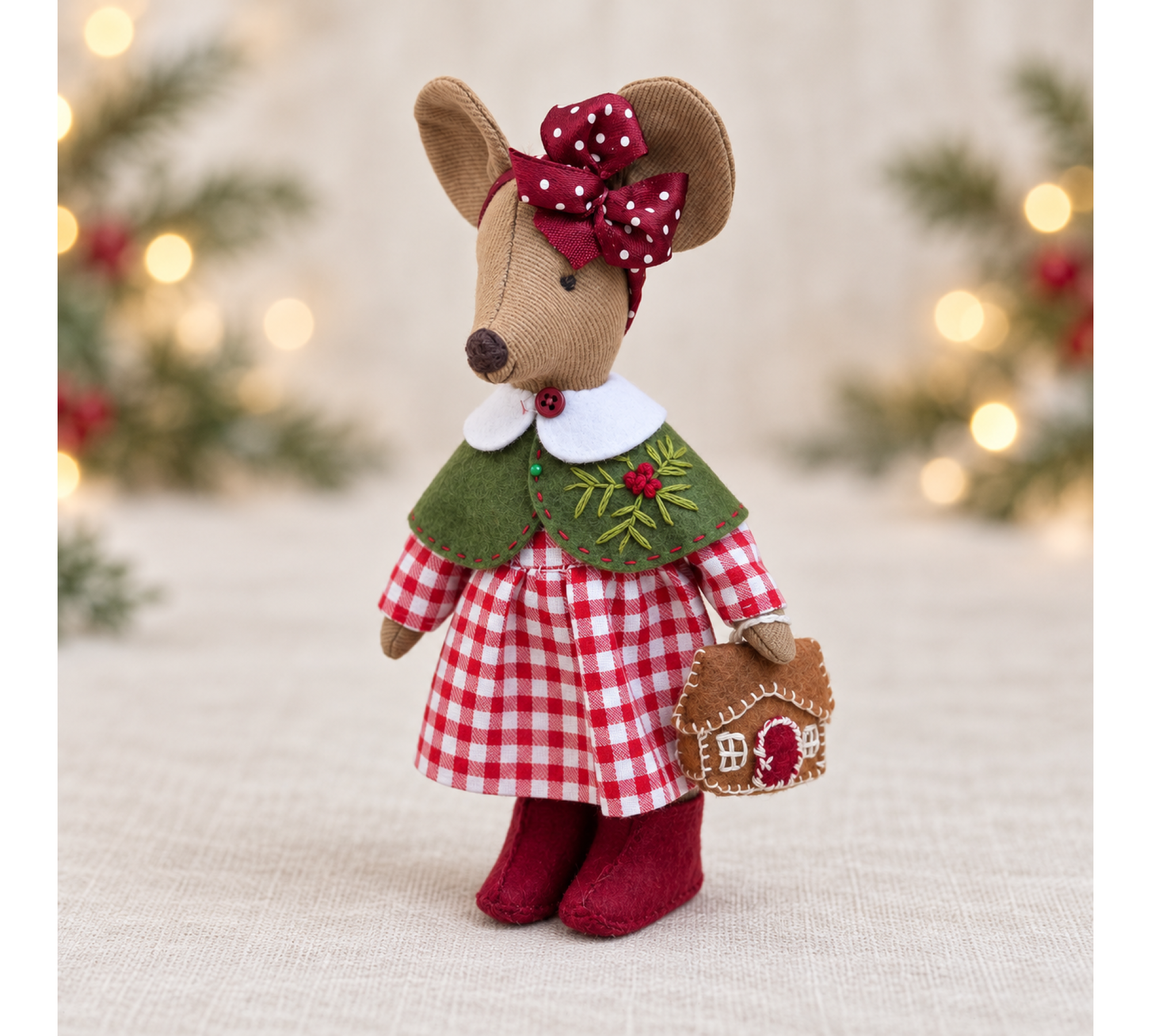 Christmas Mouse Family Sewing Pattern PDF – Retro Outfits & Felt Rocking Horse
