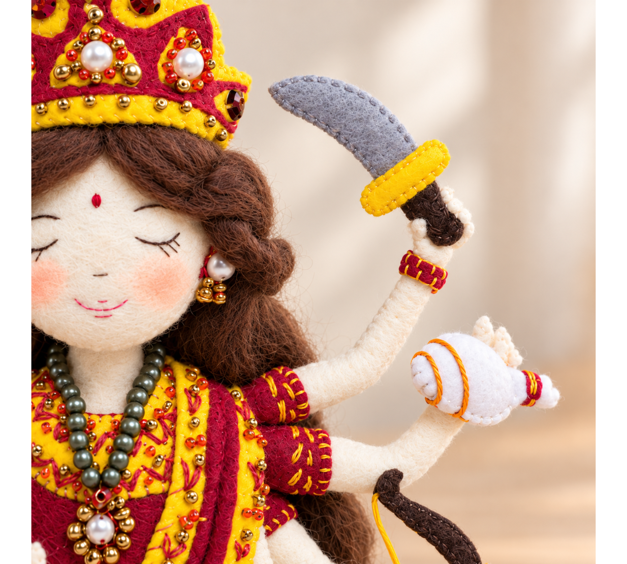 Goddess Durga Felt Doll Sewing Pattern PDF – 7 Inch Hindu Murti