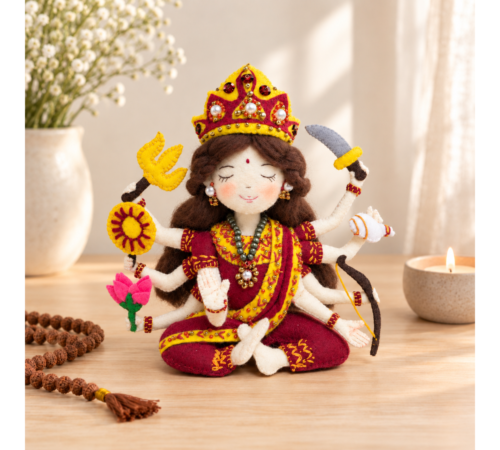 Goddess Durga Felt Doll Sewing Pattern PDF – 7 Inch Hindu Murti