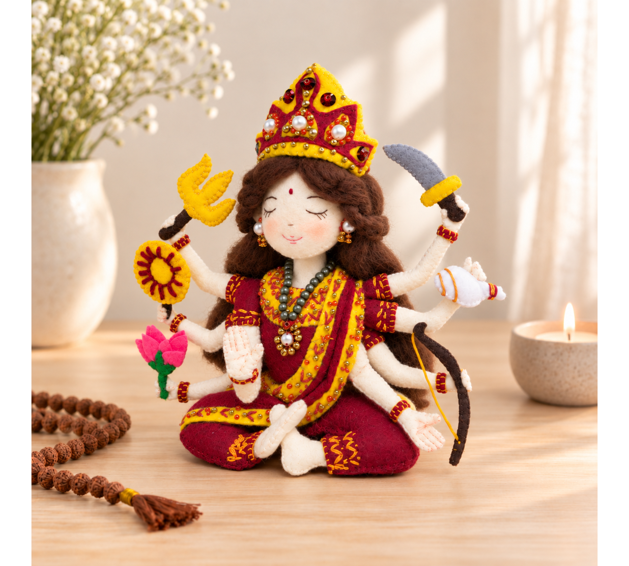 Goddess Durga Felt Doll Sewing Pattern PDF – 7 Inch Hindu Murti