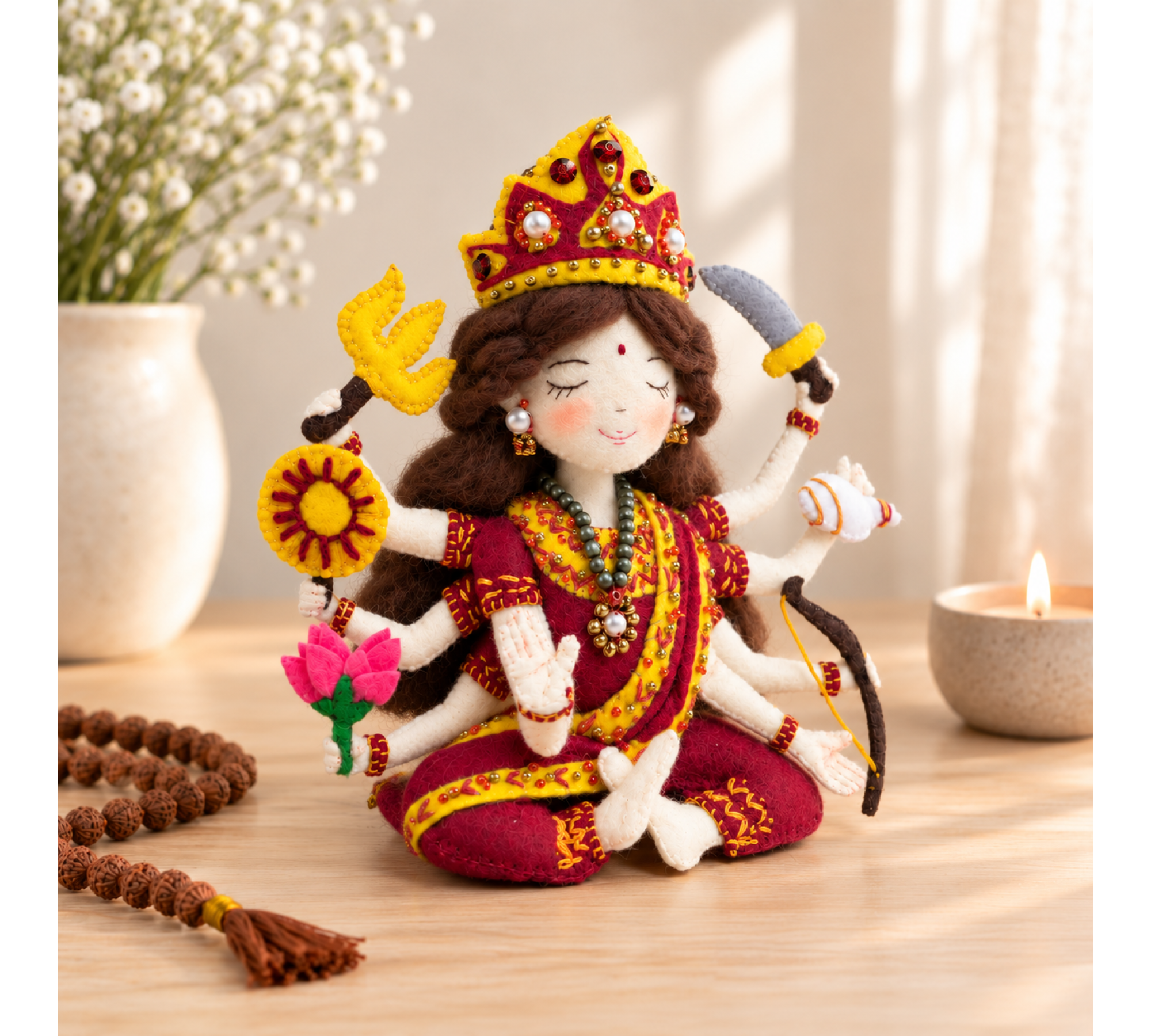 Goddess Durga Felt Doll Sewing Pattern PDF – 7 Inch Hindu Murti