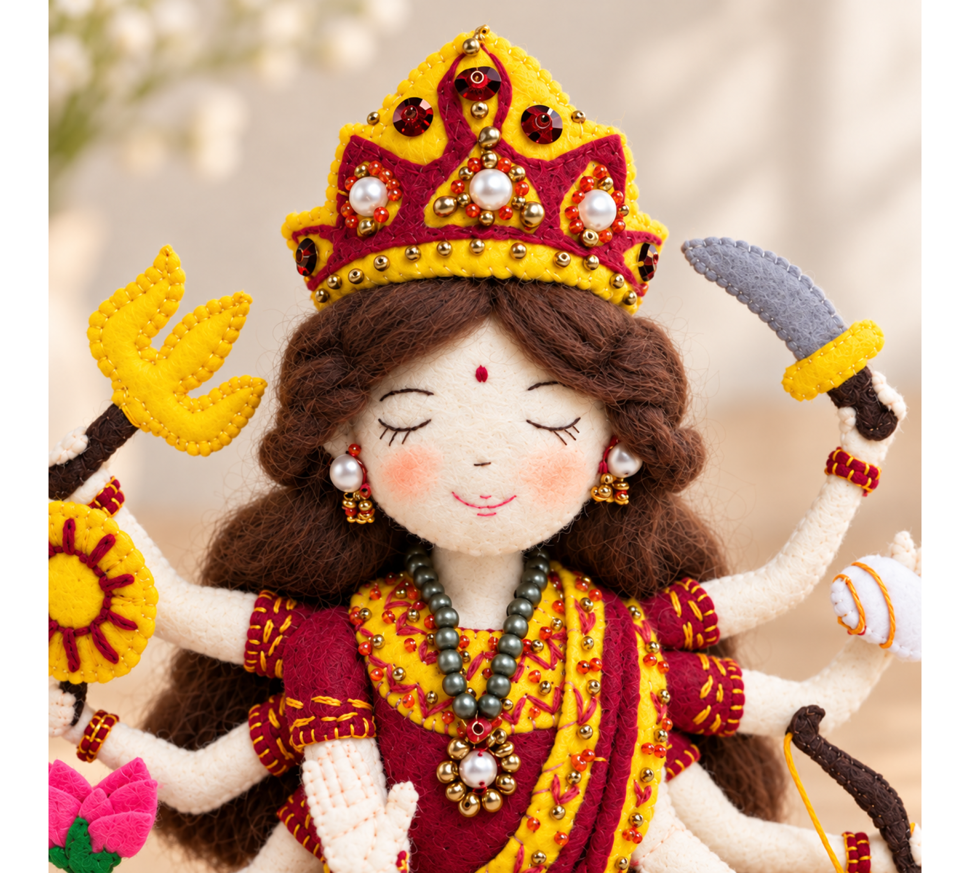 Goddess Durga Felt Doll Sewing Pattern PDF – 7 Inch Hindu Murti