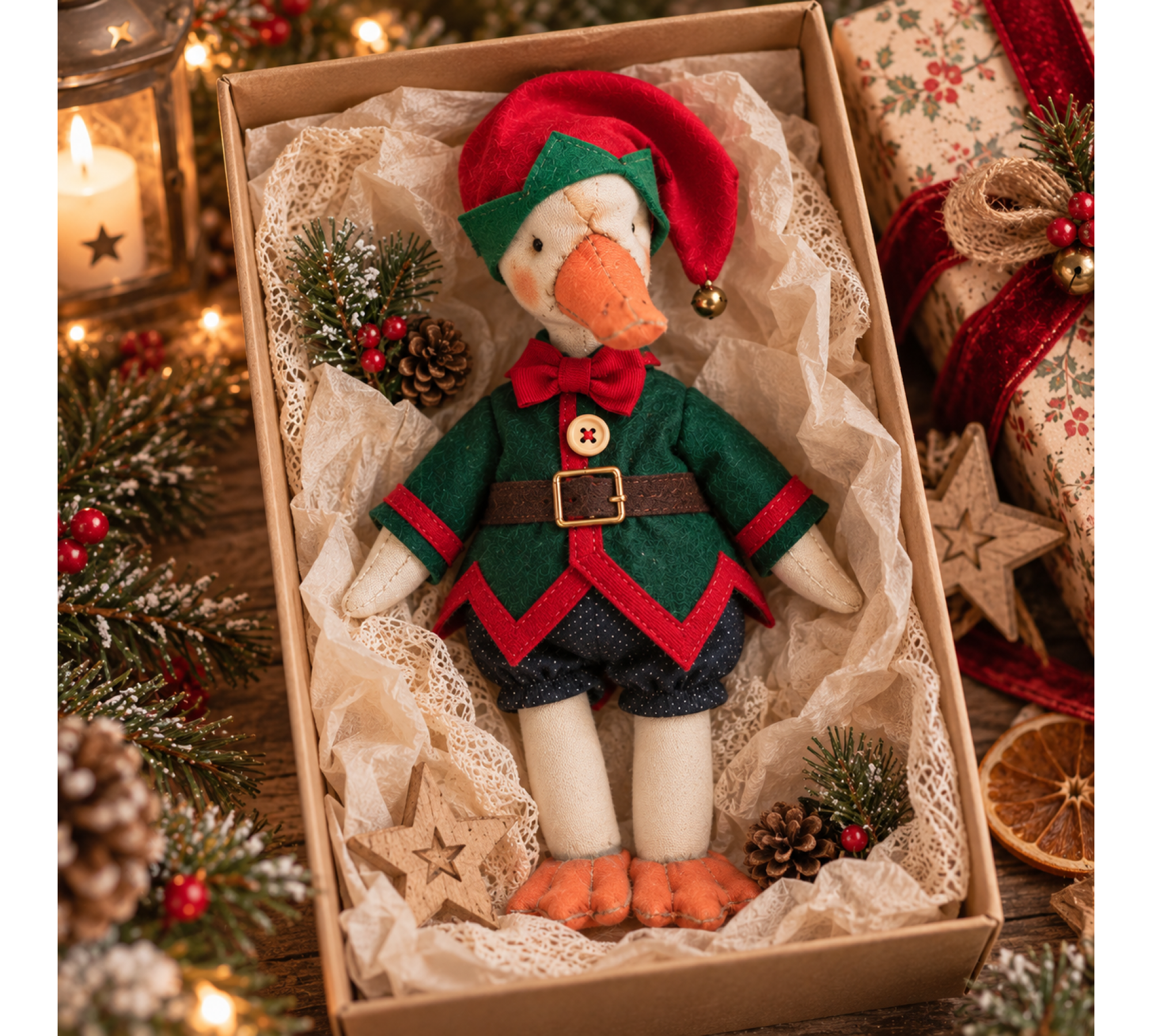 Christmas Elf Outfit Sewing Pattern PDF – Jacket, Shorts, Hat & Belt for 10–11 Inch Dolls