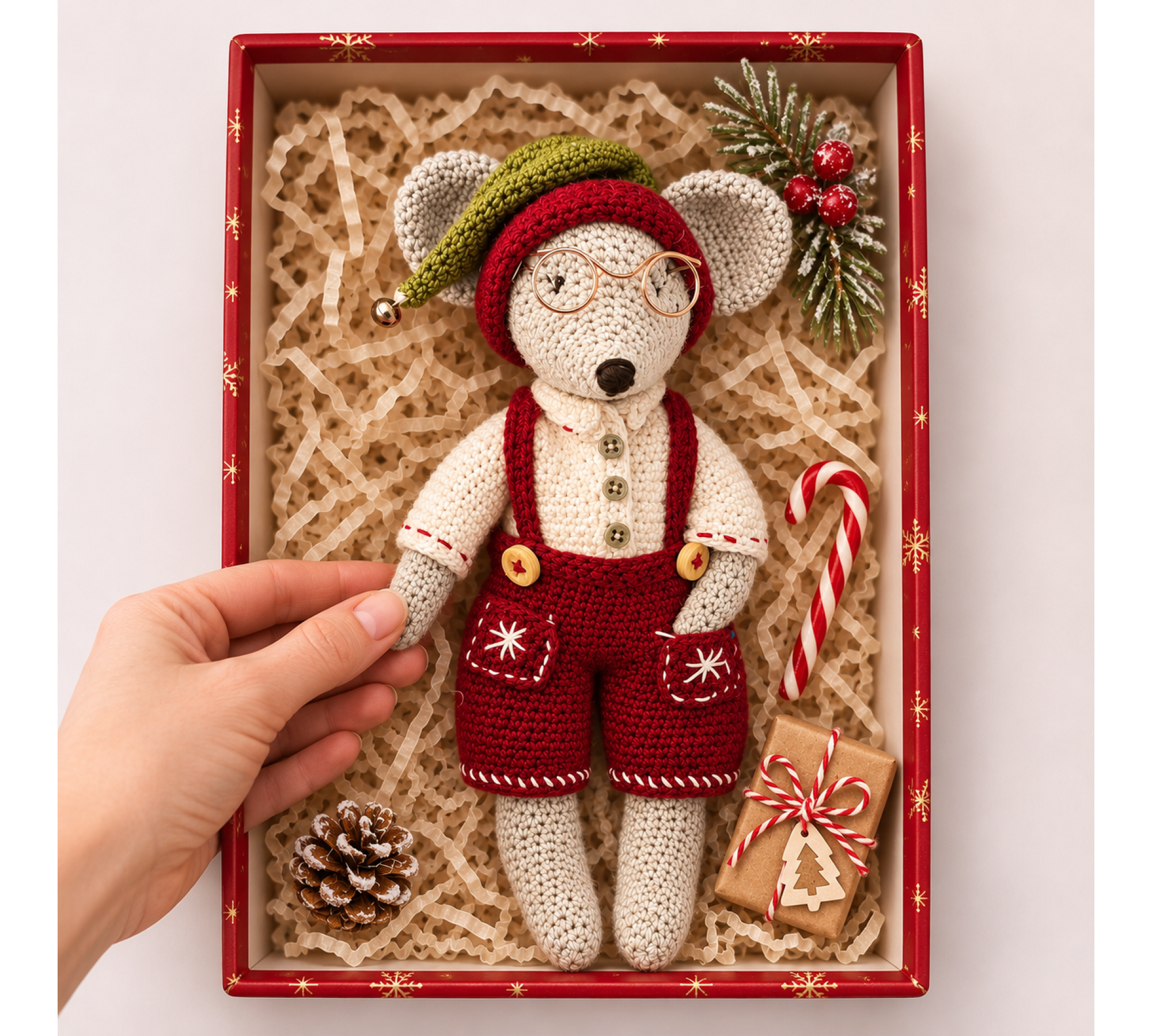 Christmas Mouse Crochet Pattern PDF – Amigurumi Mice with Festive Outfits