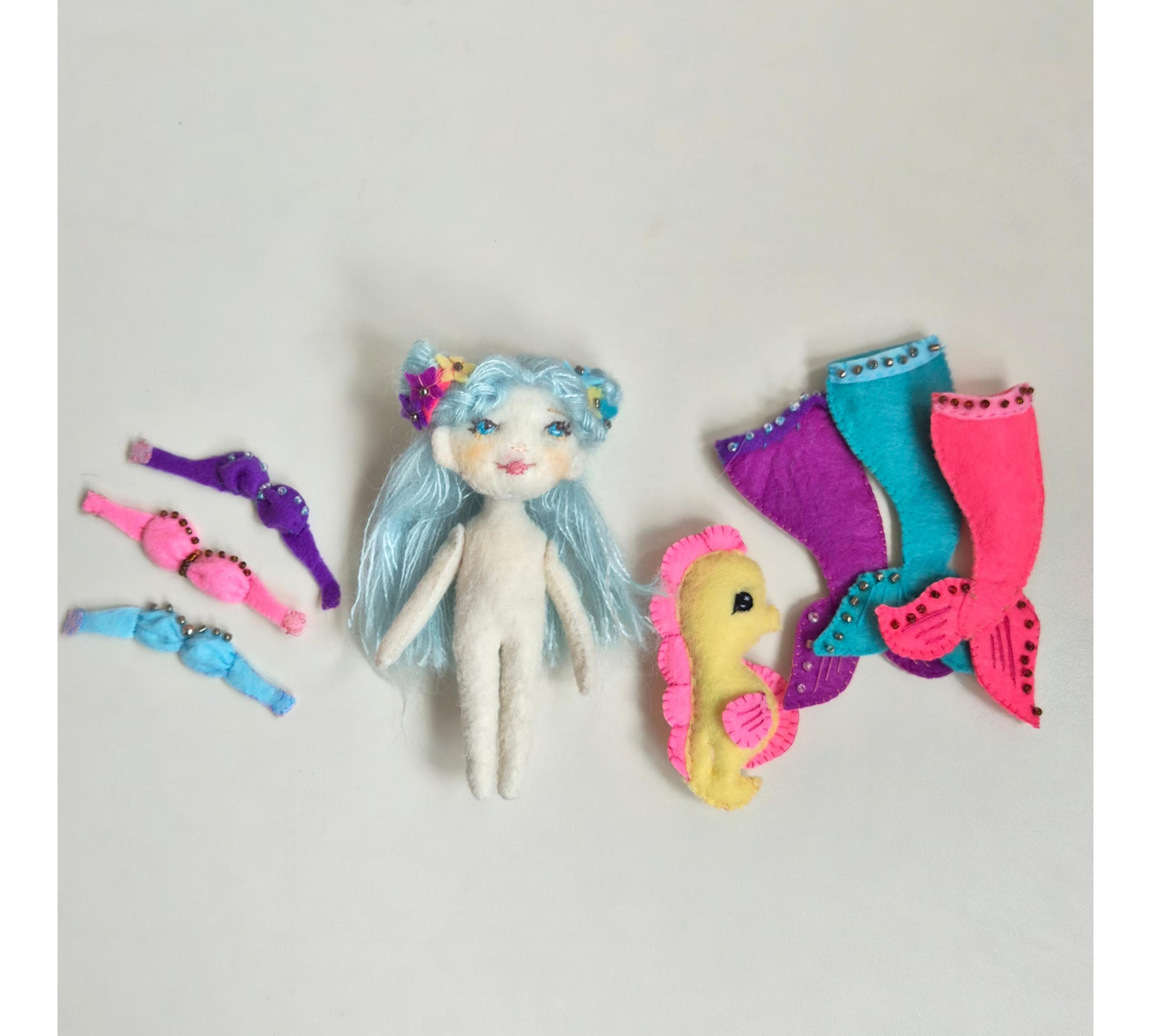 Felt Mermaid Dollhouse Sewing Pattern PDF – Travel Bag with Mermaid Doll