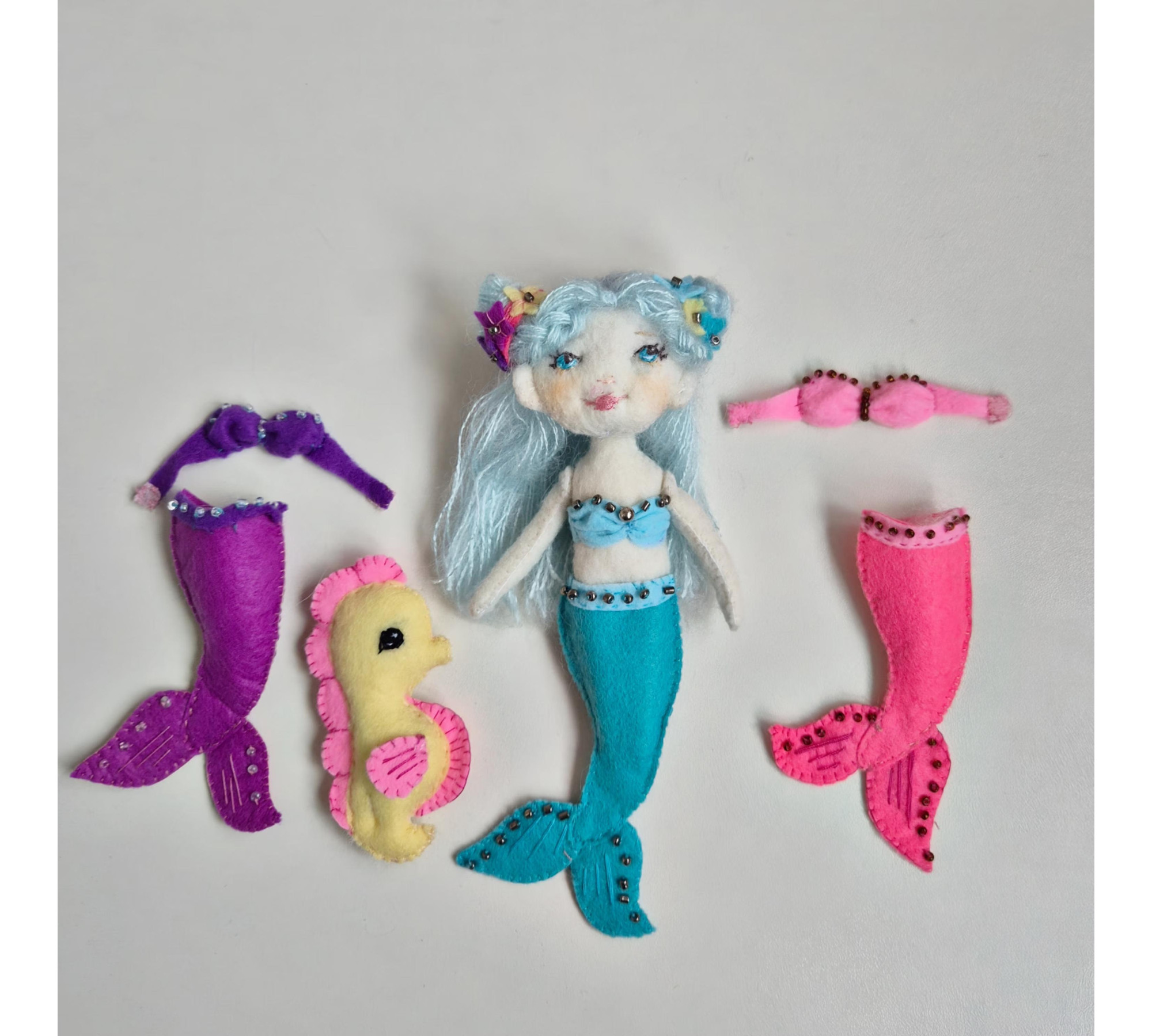 Felt Mermaid Dollhouse Sewing Pattern PDF – Travel Bag with Mermaid Doll