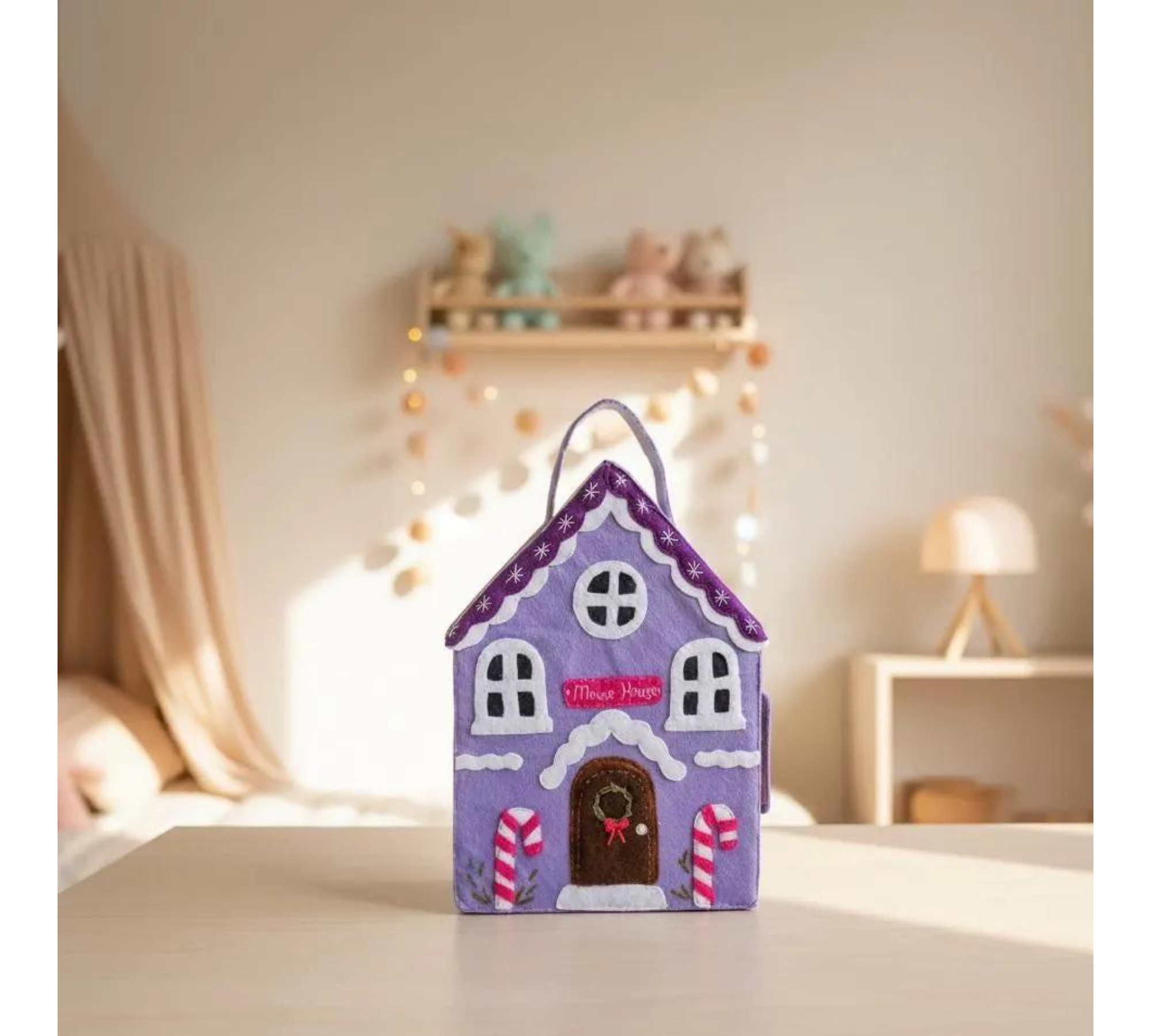 Felt Christmas Dollhouse Sewing Pattern PDF – Mouse House with Furniture