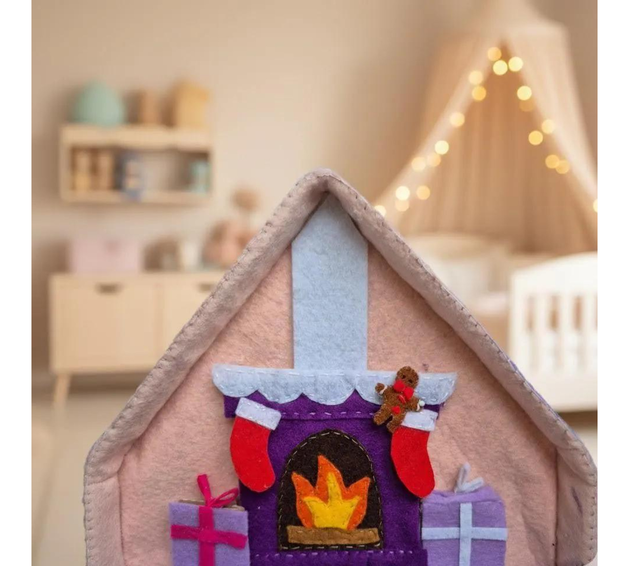 Felt Christmas Dollhouse Sewing Pattern PDF – Mouse House with Furniture