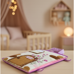 Felt Dollhouse Book Sewing Pattern PDF – Portable House with Twin Kittens and Clothes