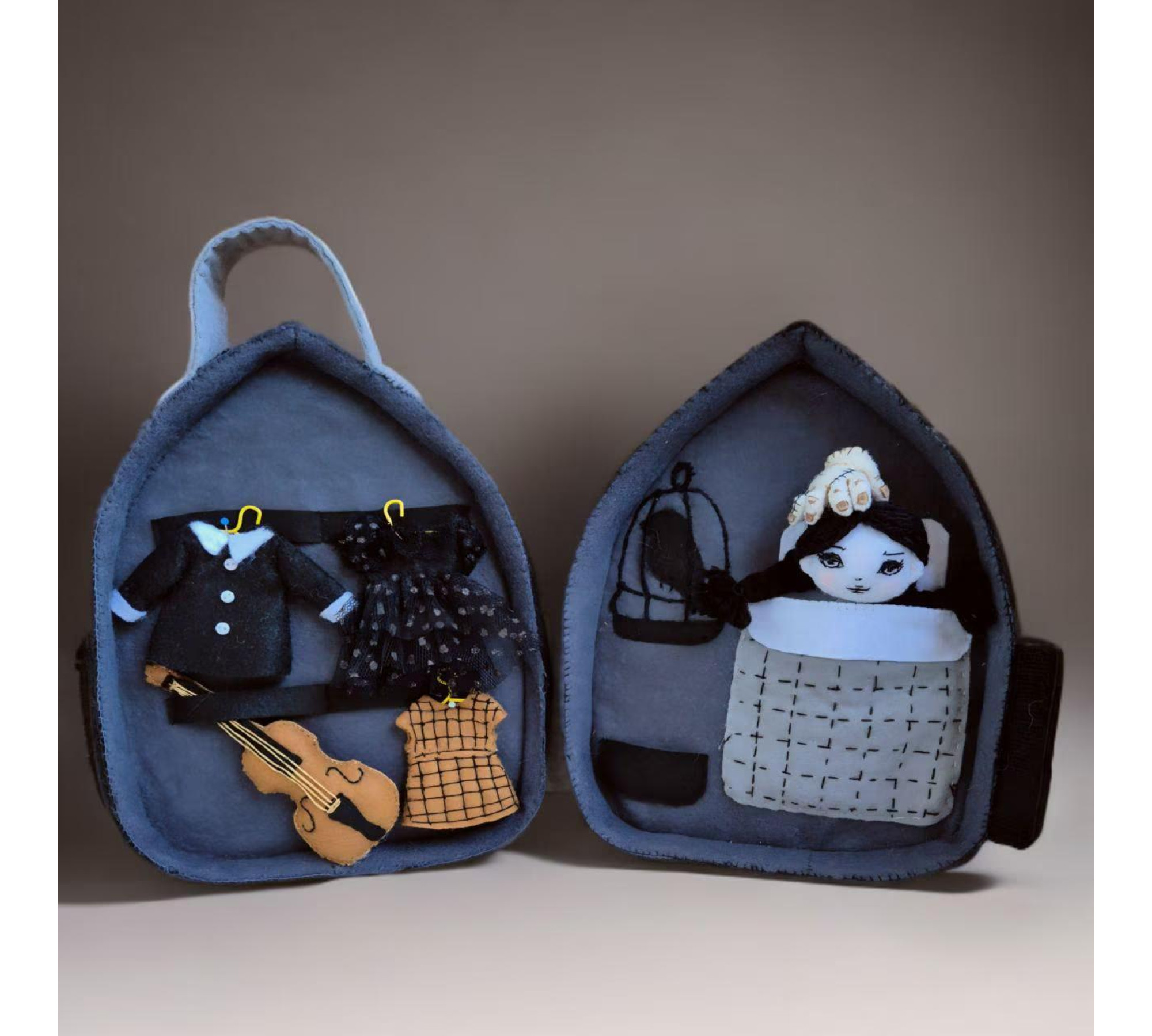 Gothic Dollhouse Sewing Pattern PDF – Wednesday Inspired Doll and Bag