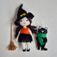 Witch Dollhouse Sewing Pattern PDF – Pumpkin House with Doll and Cat