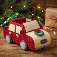 Christmas Felt Car Sewing Pattern PDF – Doll Accessory for 15–22 cm Toys