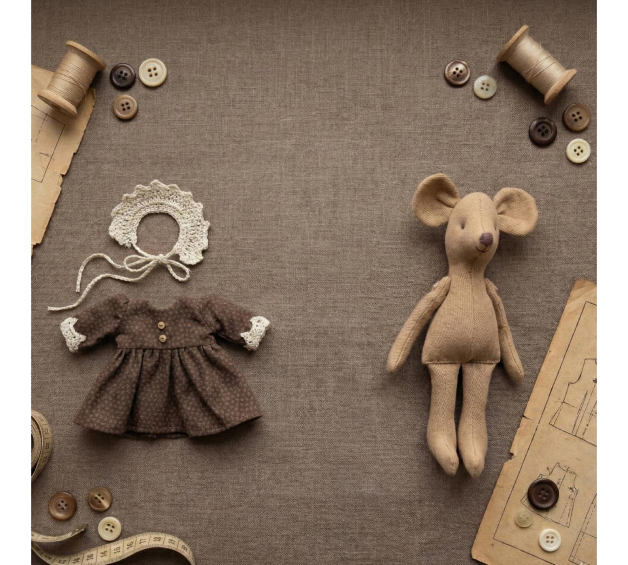 Mouse Family Sewing Pattern PDF – Cute Stuffed Mice with Clothes (Soft Doll Tutorial)