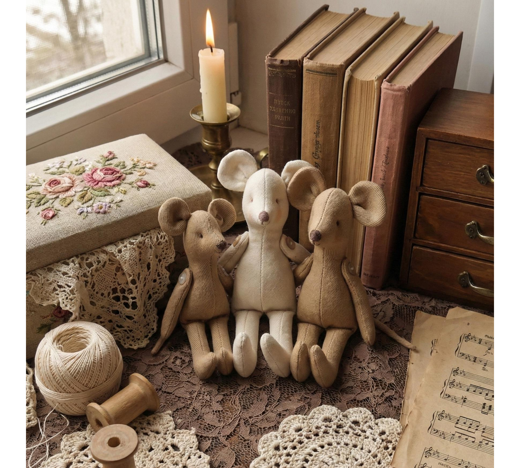 Mouse Family Sewing Pattern PDF – Cute Stuffed Mice with Clothes (Soft Doll Tutorial)
