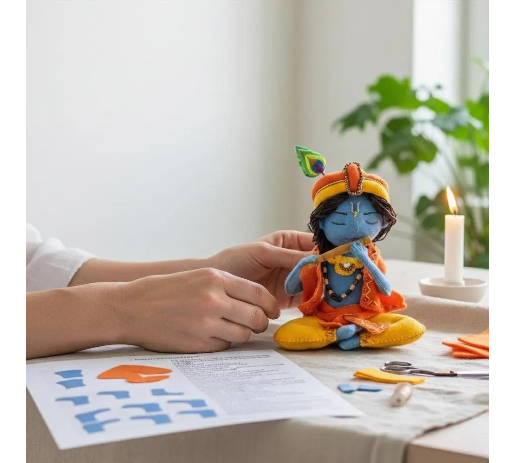 Krishna Doll Sewing Pattern PDF – Felt Murti Inspired Doll