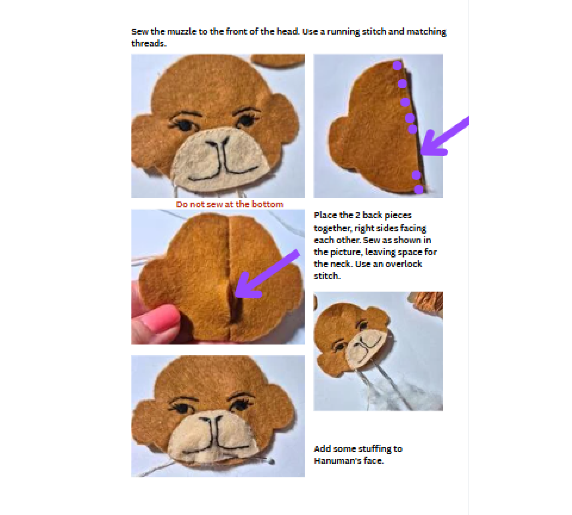 Hanuman Doll Sewing Pattern PDF – Felt Monkey Inspired Doll