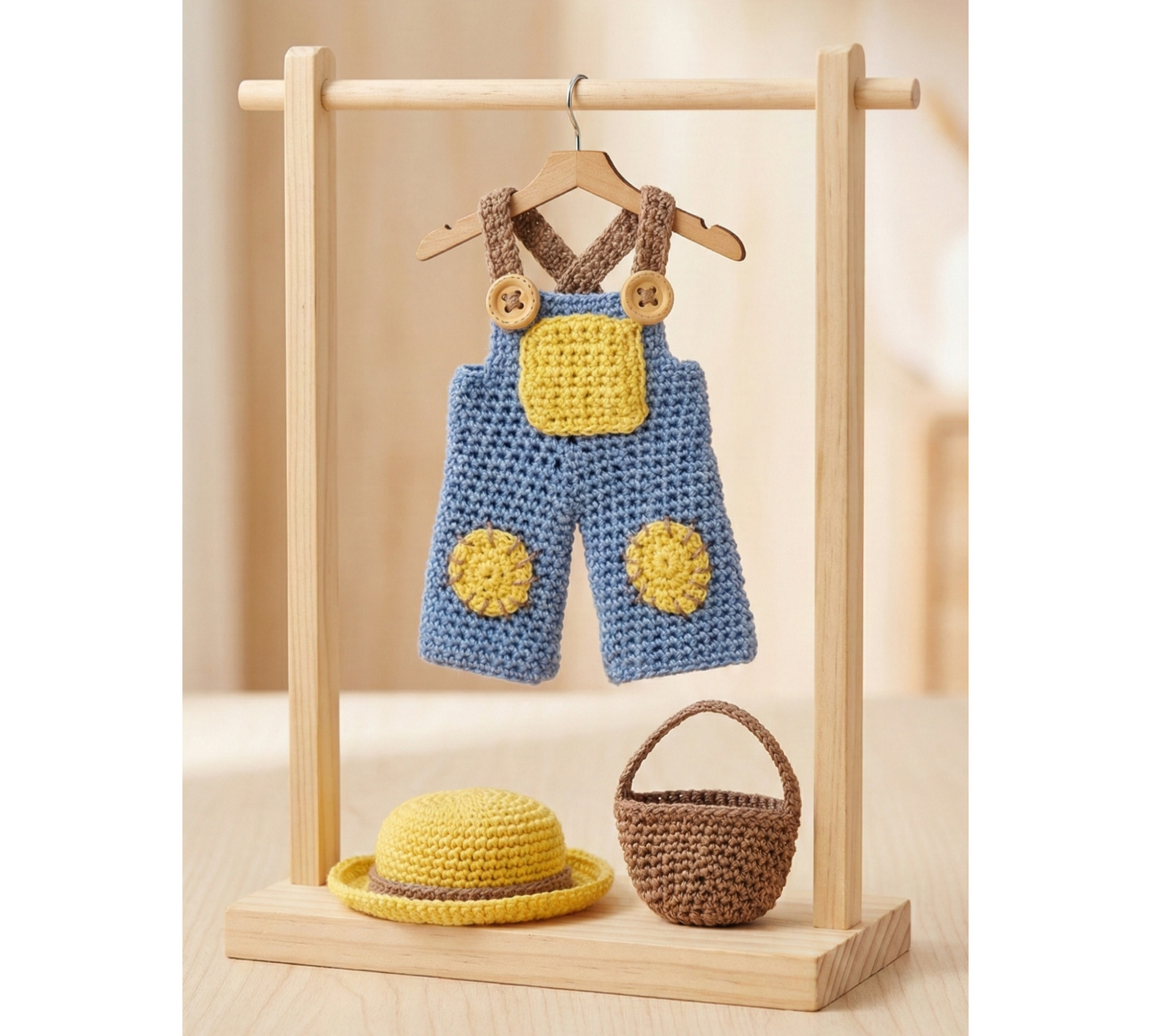 Crochet Mouse Pattern PDF – Amigurumi Mouse with Gardener Outfit
