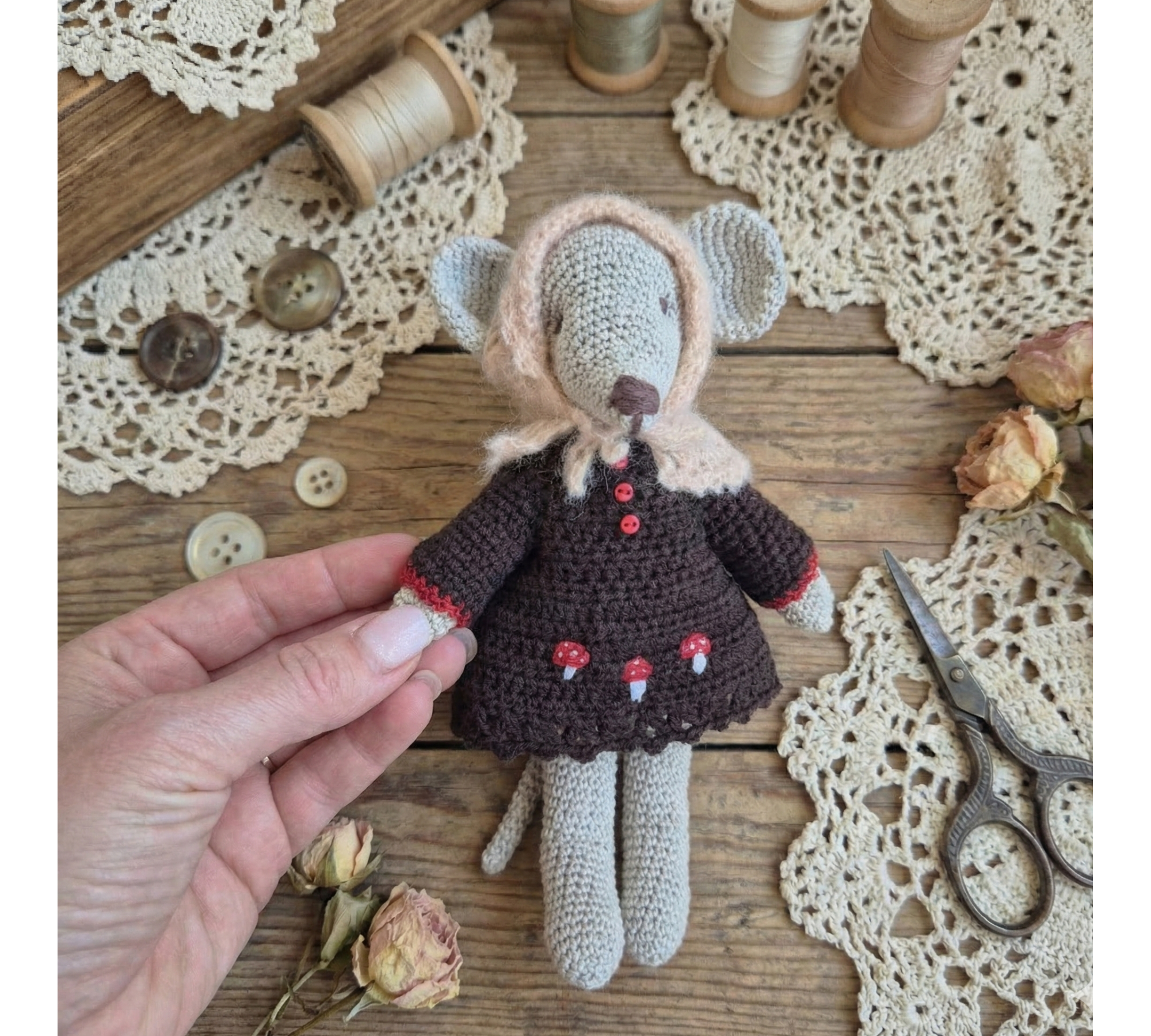 Crochet Mouse Pattern PDF with Clothes – Amigurumi Mouse and Wardrobe Set