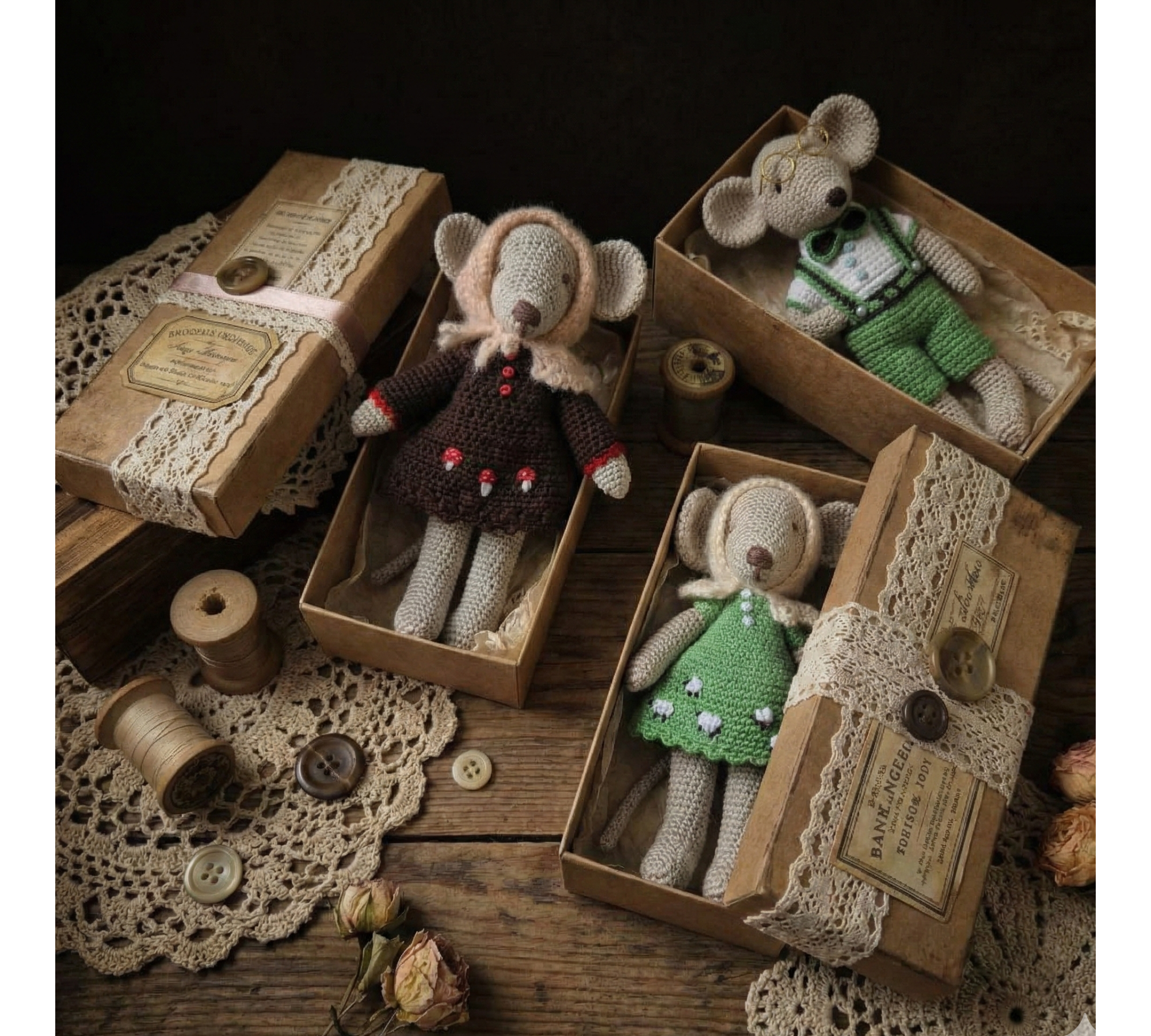 Crochet Mouse Pattern PDF with Clothes – Amigurumi Mouse and Wardrobe Set