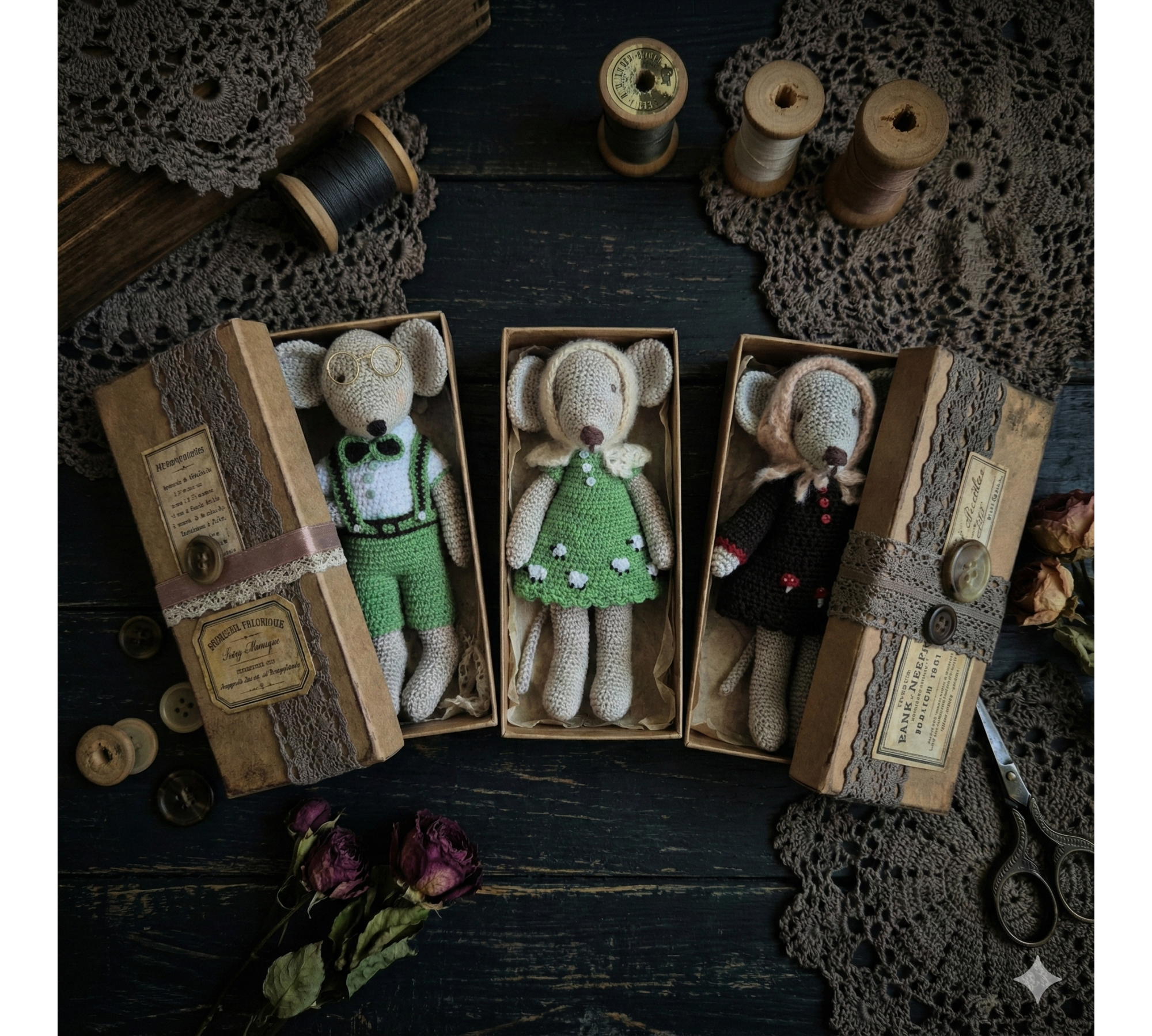 Crochet Mouse Pattern PDF with Clothes – Amigurumi Mouse and Wardrobe Set