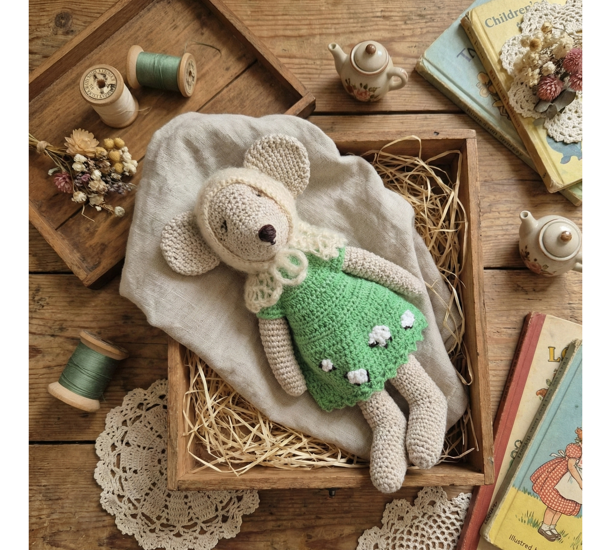 Crochet Mouse Pattern PDF with Clothes – Amigurumi Mouse and Wardrobe Set
