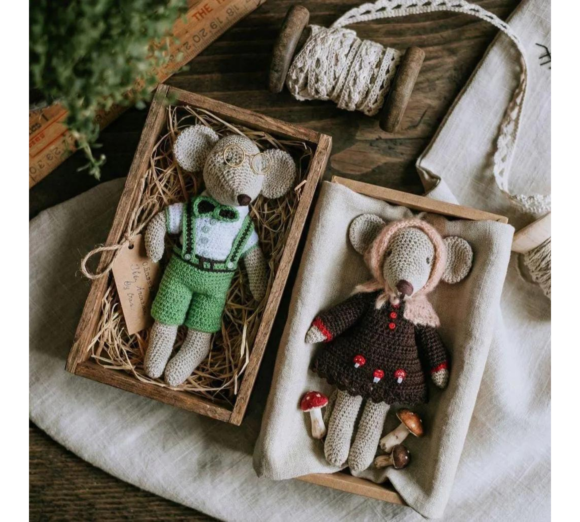 Crochet Mouse Pattern PDF with Clothes – Amigurumi Mouse and Wardrobe Set