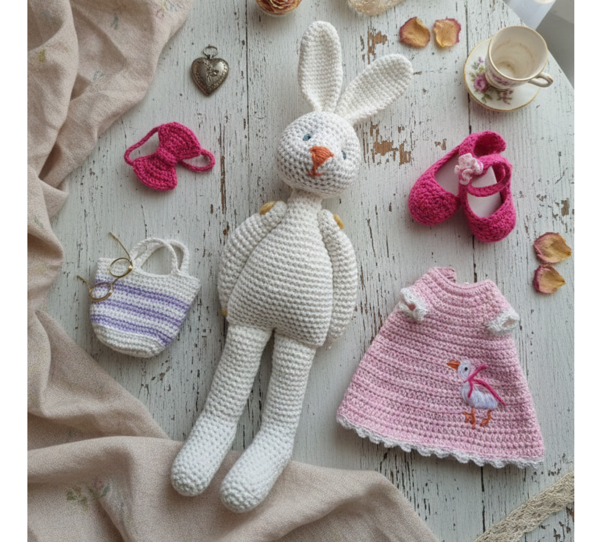 Crochet Bunny Pattern PDF with Clothes – Amigurumi Bunny and Outfit Set