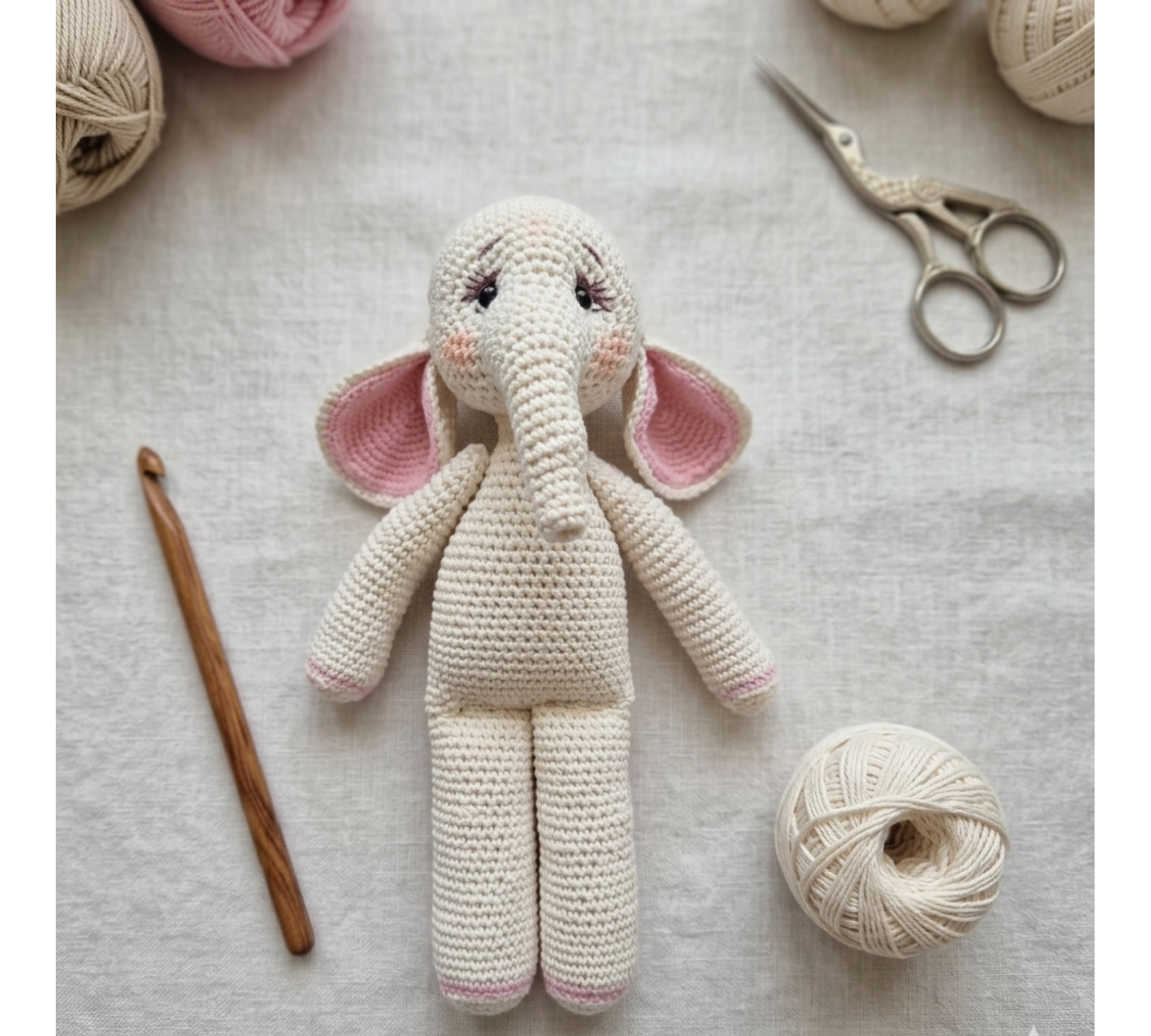 Elephant Crochet Pattern PDF – Amigurumi Elephant Toy 21 cm