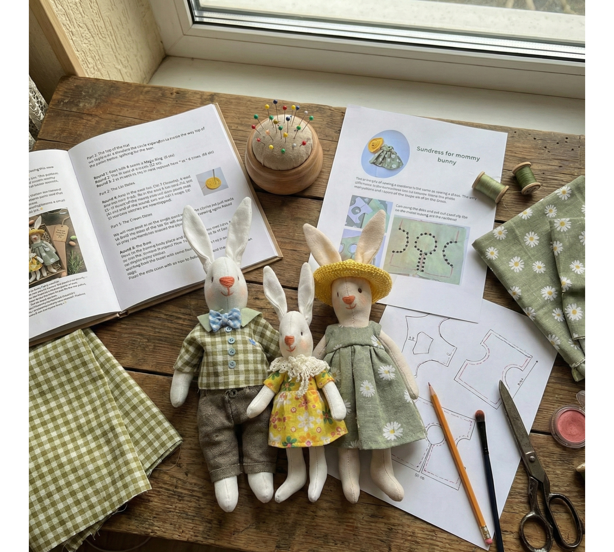 Easter Bunny Family Sewing Pattern PDF – Bunny Set with Clothes
