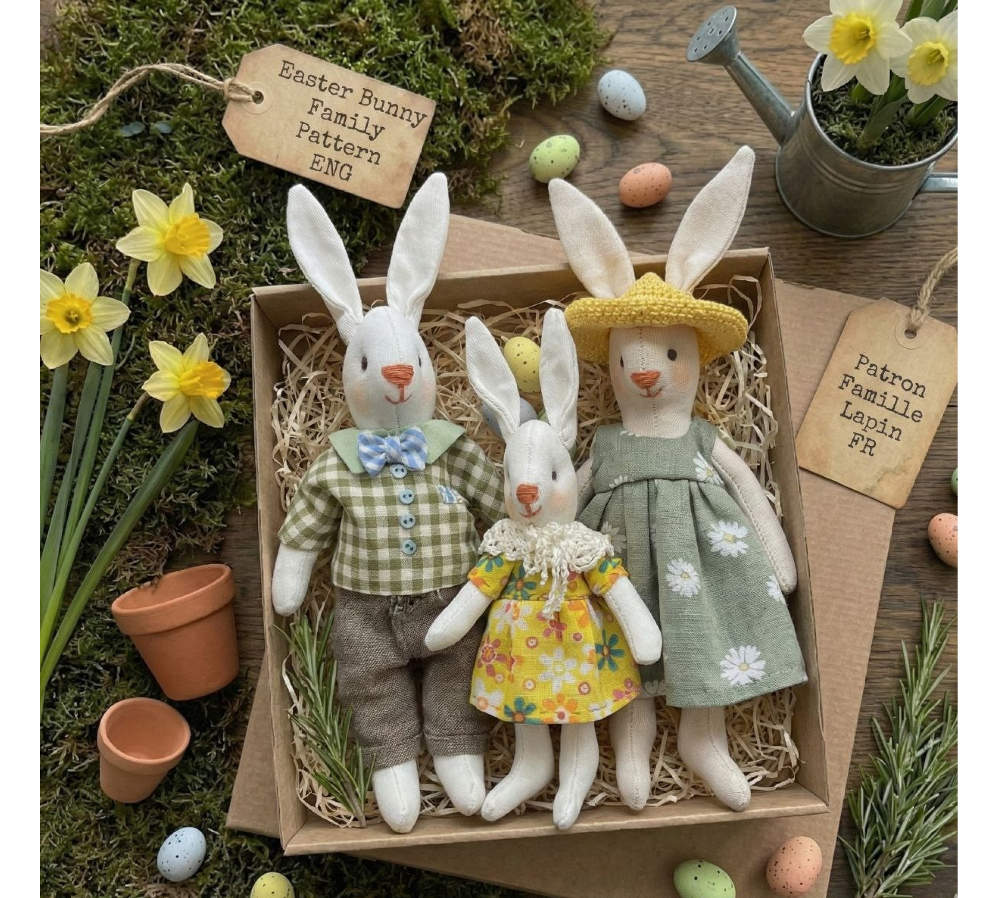 Easter Bunny Family Sewing Pattern PDF – Bunny Set with Clothes