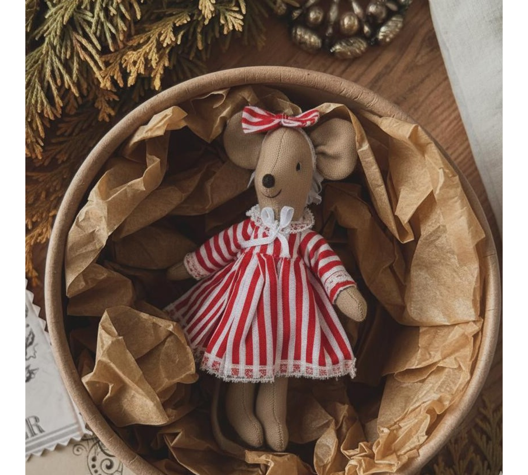 Christmas Mouse Sewing Pattern PDF – Felt Mice with Festive Clothes (Santa Outfit, 6 inch)