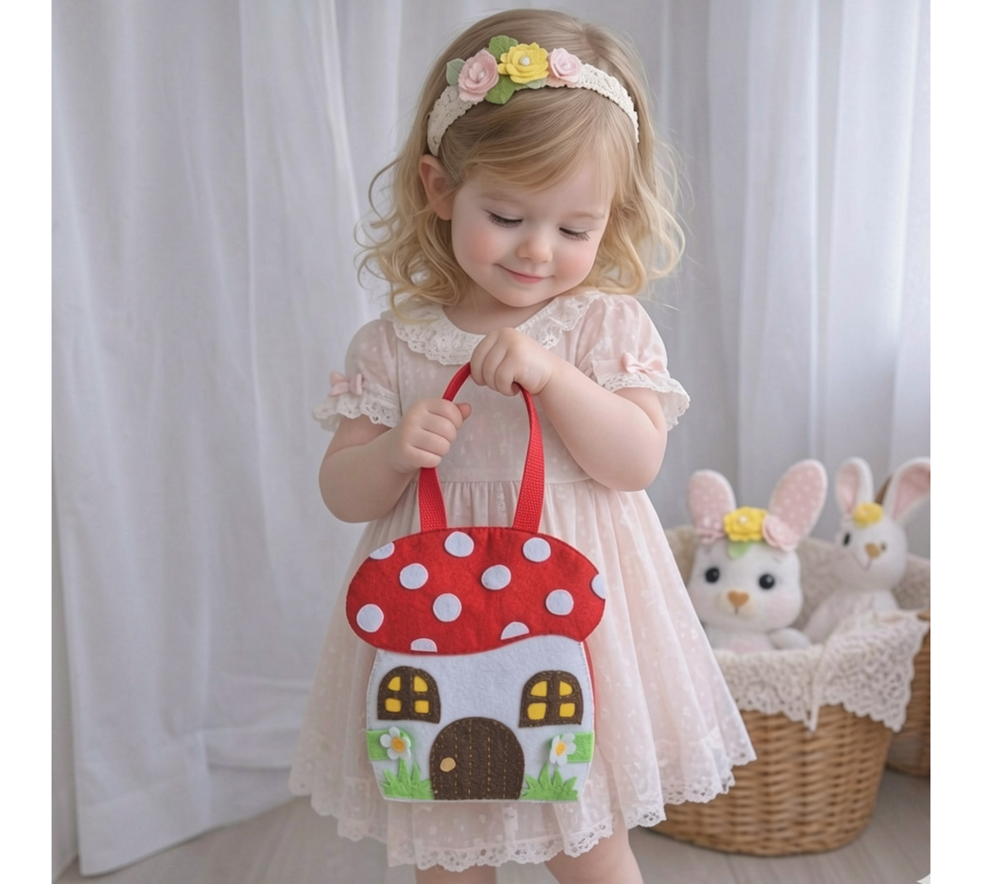 Pocket Felt Animal Sewing Pattern PDF – Mini Toys and Mushroom Bag Set