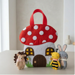 Pocket Felt Animal Sewing Pattern PDF – Mini Toys and Mushroom Bag Set