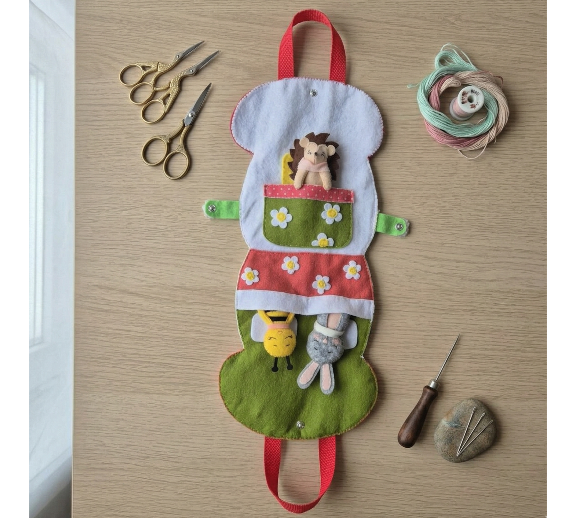 Pocket Felt Animal Sewing Pattern PDF – Mini Toys and Mushroom Bag Set