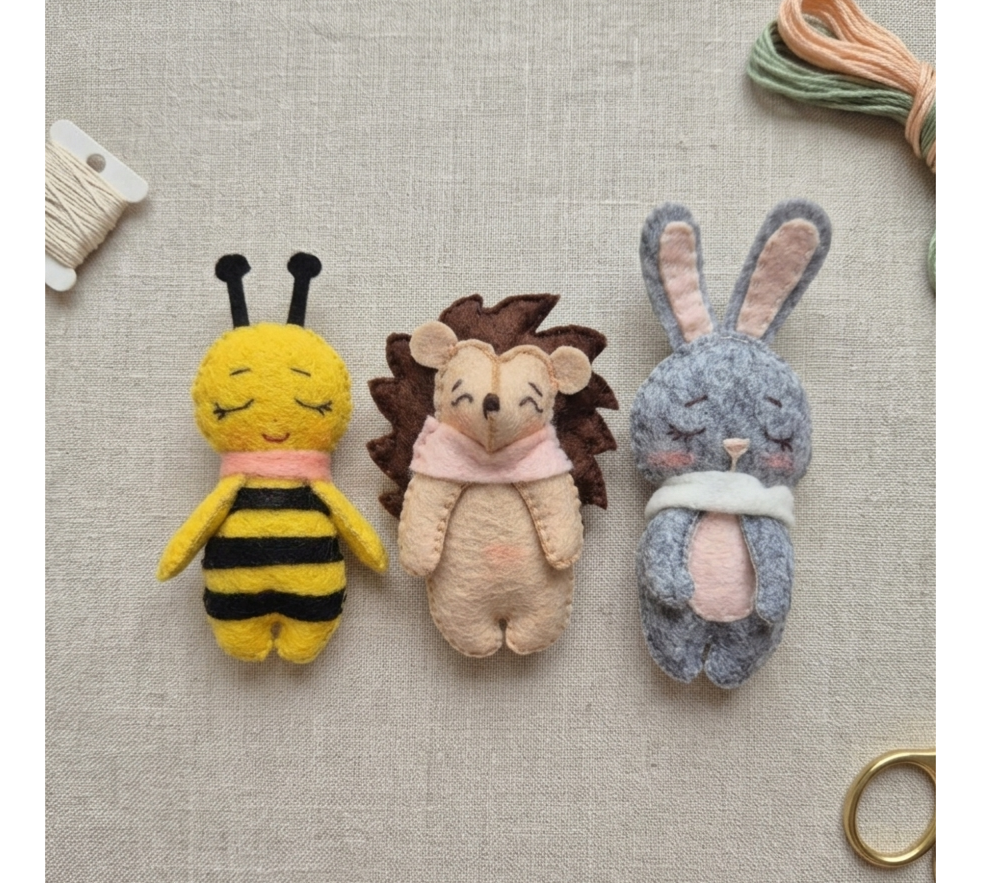 Pocket Felt Animal Sewing Pattern PDF – Mini Toys and Mushroom Bag Set