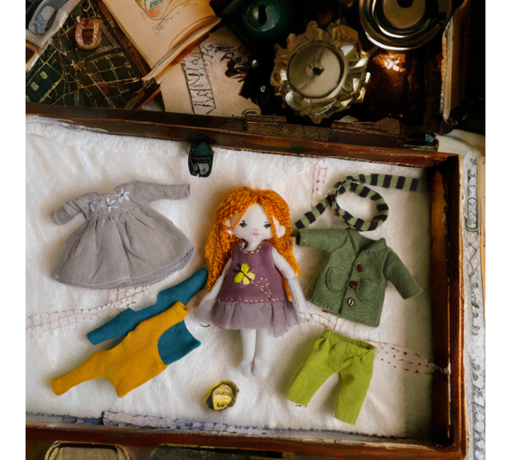 Mini Rag Doll Sewing Pattern PDF – Small Doll with Clothes